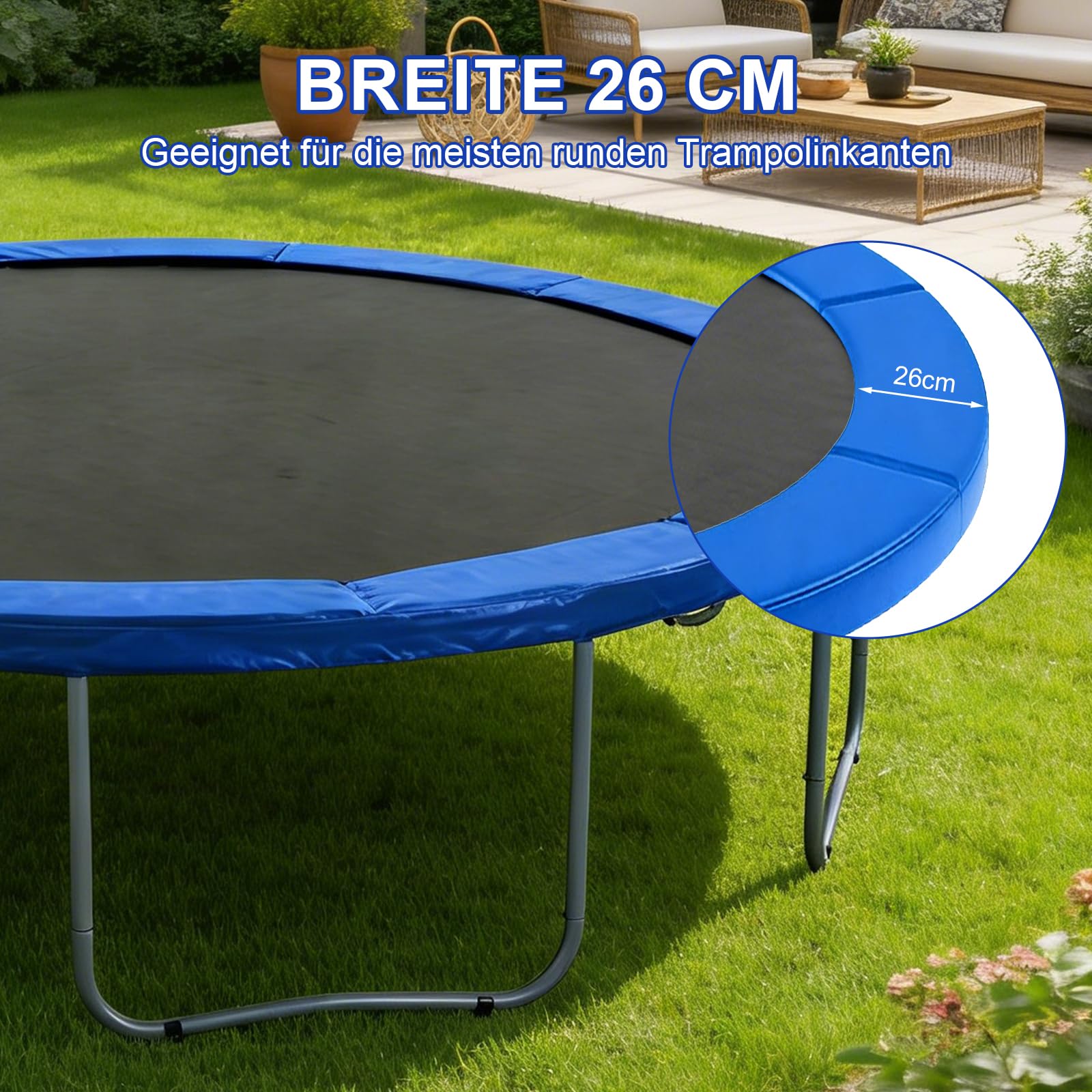 Storystore Trampolin Randabdeckung 306cm Außendurchmesser Federabdeckung Trampolin Umrandung Wetterbeständig UV-beständig Reißfest Trampolinzubehör Randschutz