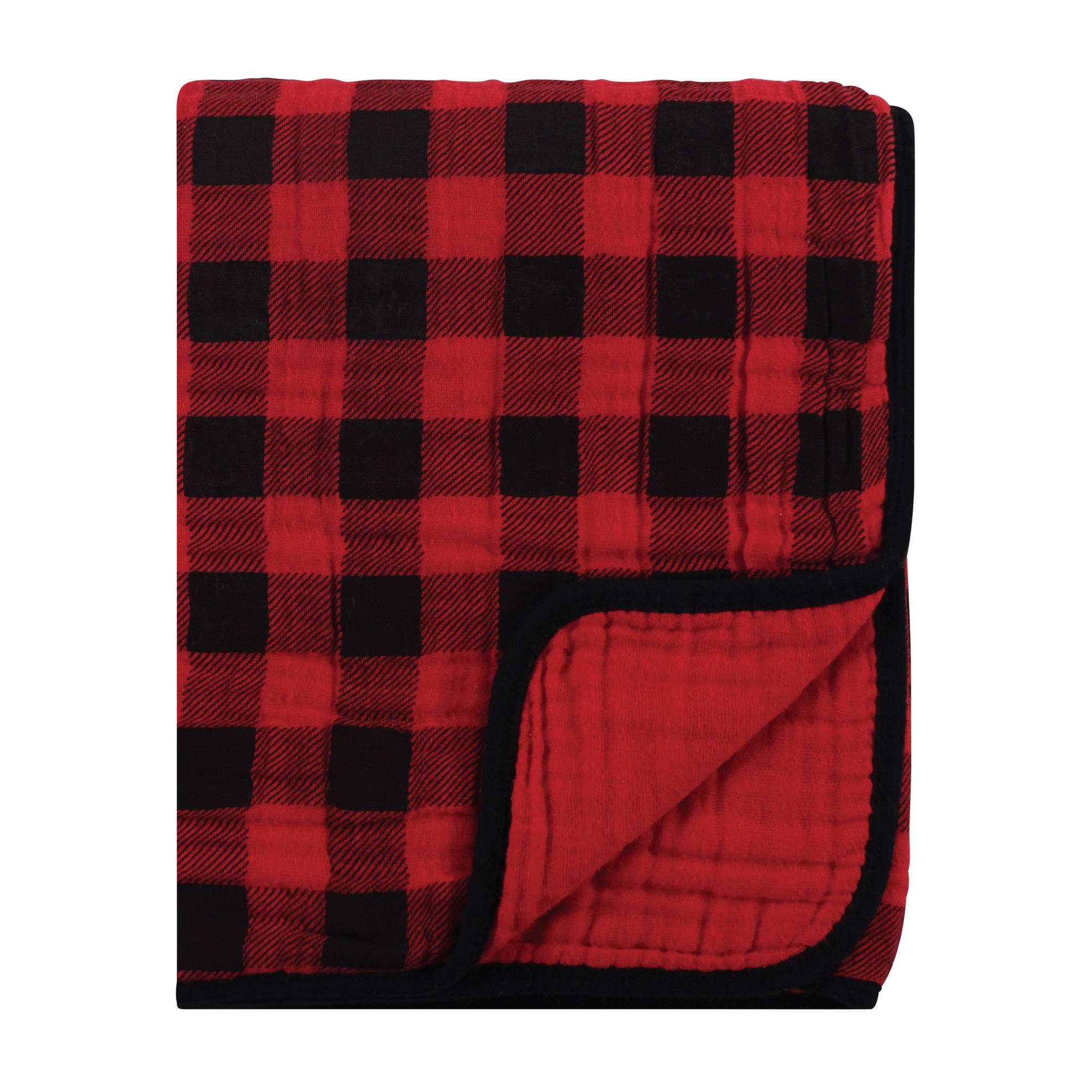 Hudson Baby Manta unisex de muselina para bebé, Manta niños, Mantas para cuna, 3 piezas y manta tranquila, diseño a cuadros de alce y búfalo, talla única