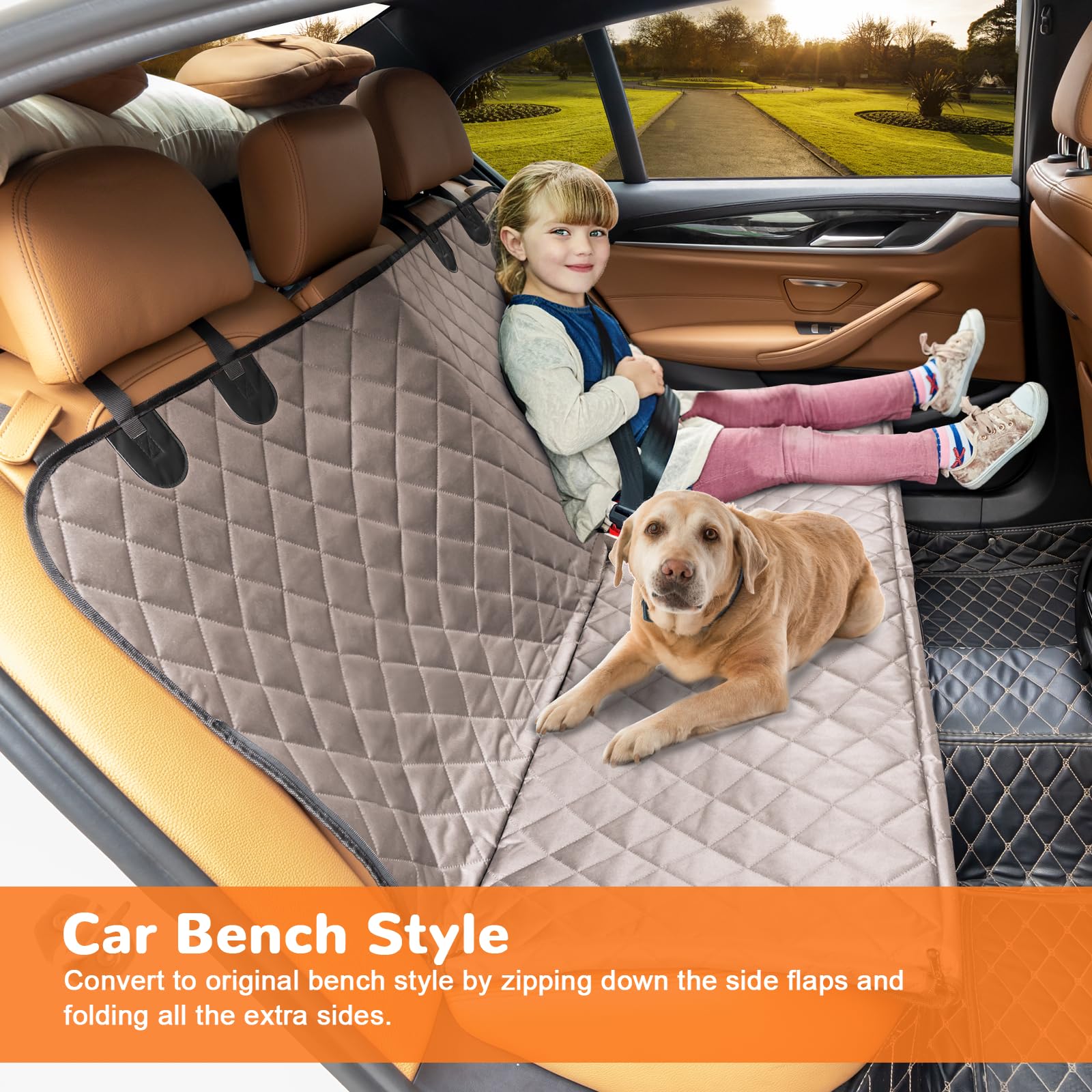 URPOWER Dog Car Seat Cover for Back Seat, Waterproof Hammock for Car & SUV view 3