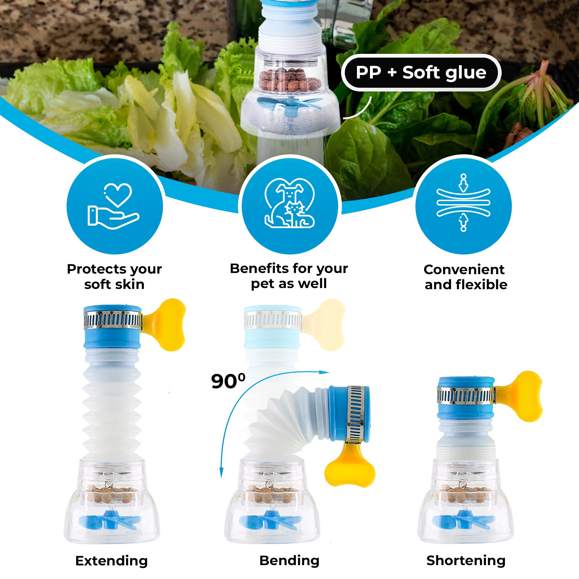 3 Pcs Faucet Filter Set - Water Faucet Extenders 360 Rotating Adjustable Water Purifier for Sink 0 83 — view 3