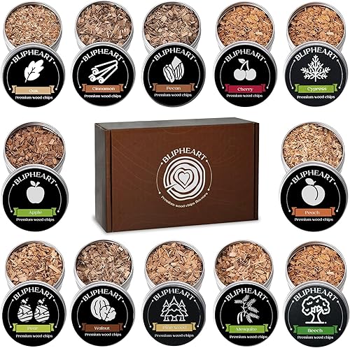 Ahumador de astillas de madera para ahumar, ahumador de cóctel, 12 sabores de virutas de madera natural. Aserrín para regalo de esposo y padre,