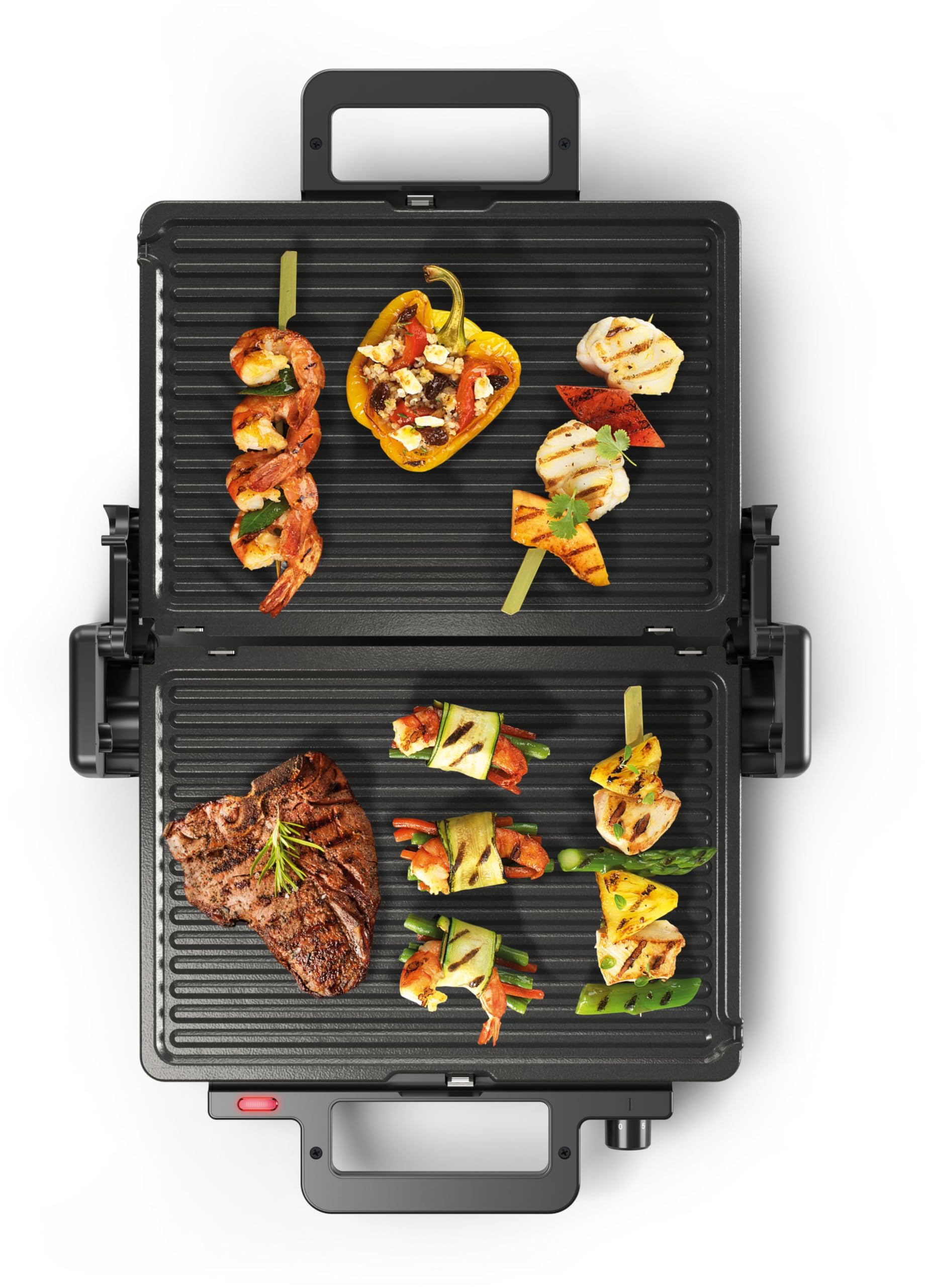 Bosch Bistecchiera TCG3323, 3 Posizioni di Cottura, 5 Livelli di temperatura, 2000W, Piastre Grill in Alluminio Rimovibili e Lavabili in Lavastoviglie, Rivestimento Ceramico Antiaderente, Nero