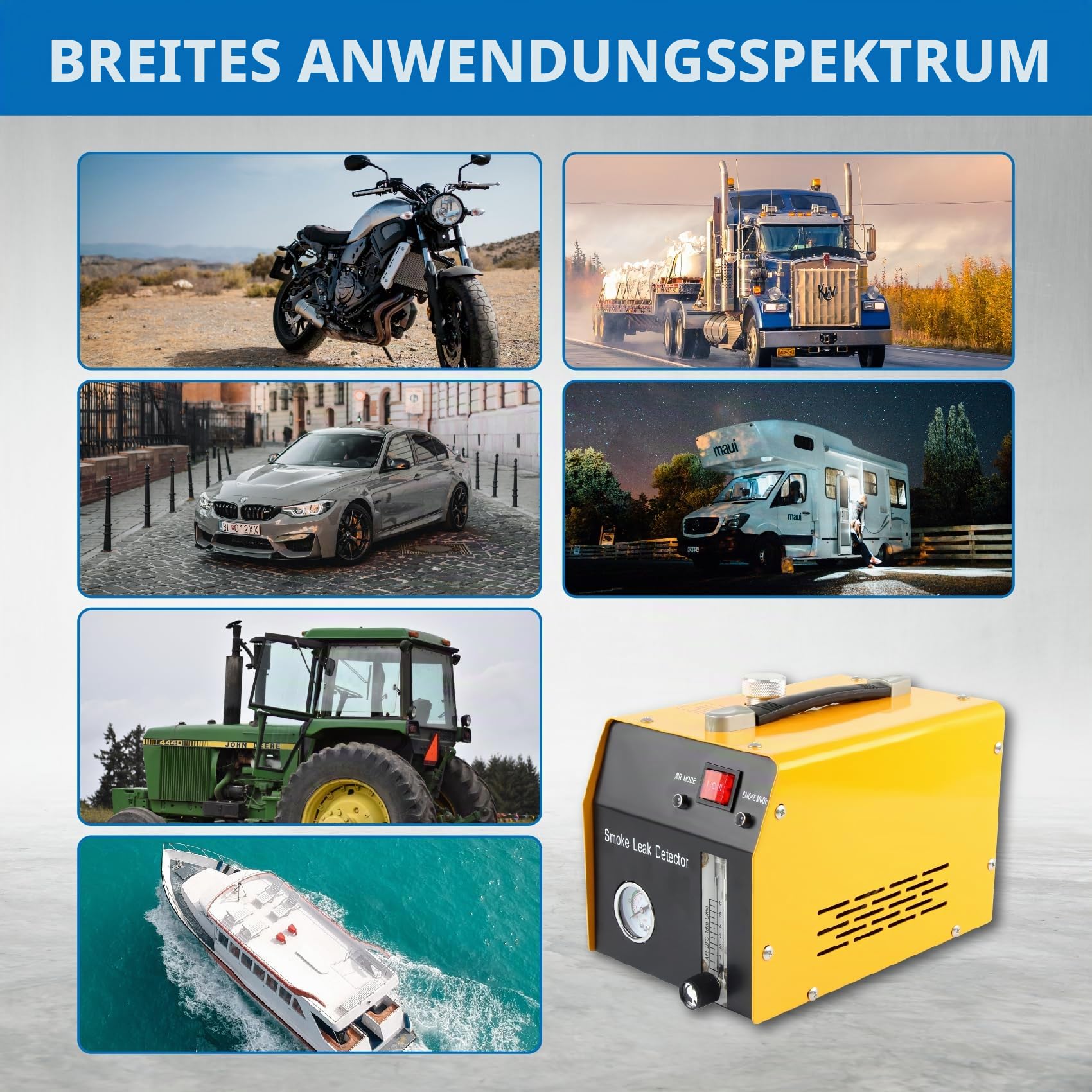 KFZ Rauchmaschine-Nebelmaschine Vakuum Rauch Diagnosegerät Rauchleckdetektor EVAP 12V für kraftstoffsystem Leitungsrohrsysteme (Testöl: Babyöl)