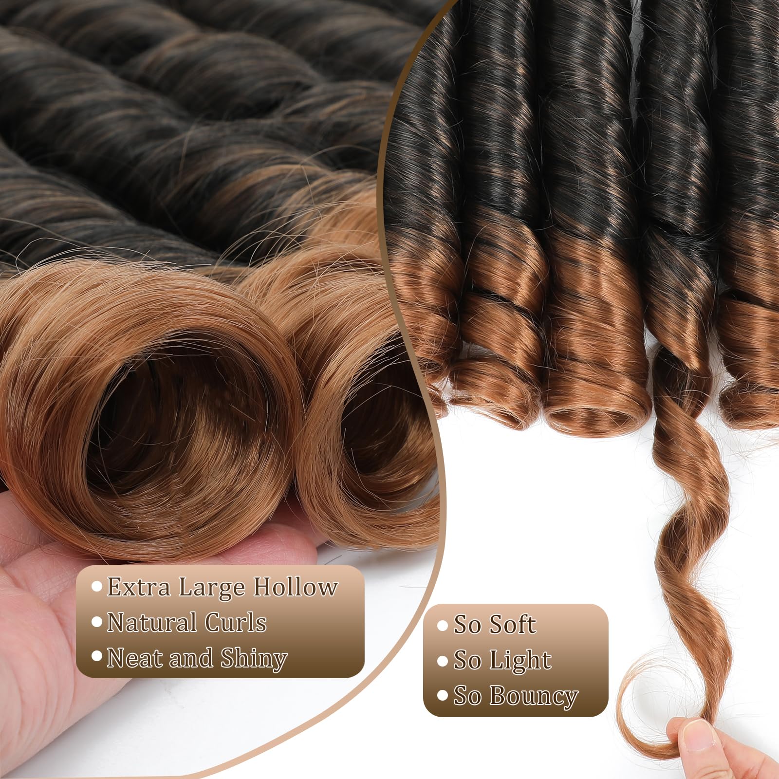 French Curly Braiding Hair dla kobiet (T30#, 22 cal (opakowanie 6))