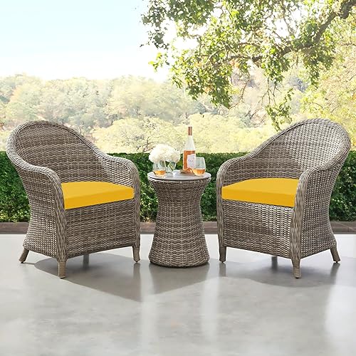 Miniatura 7 de downluxe - Cojín para asiento, redondo, impermeable, para exteriores e interiores, para patio o jardín, 43 x 41 x 5 cm, amarillo, paquete de 4