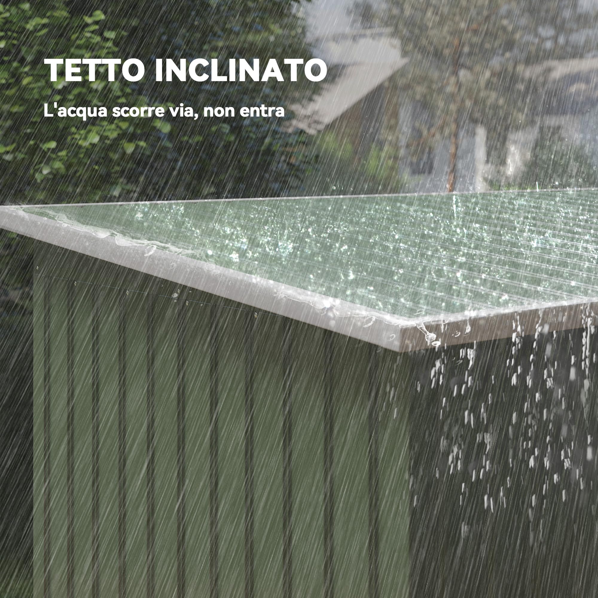 Outsunny Casetta da Giardino 3.2m² in Acciaio Zincato con Kit Fondazione, Prese d'Aria, Capanno Porta Attrezzi con Tetto Inclinato, Doppia Porta Scorrevole Bloccabile, Verde Chiaro
