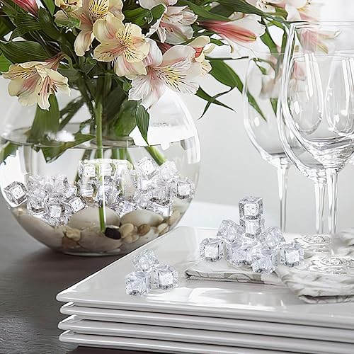 Miniatura 2 de DomeStar 100 cubos de hielo falsos transparentes, jarrón de hielo falso acrílico, centro de mesa, accesorios de fotografía, accesorios de alimentos,