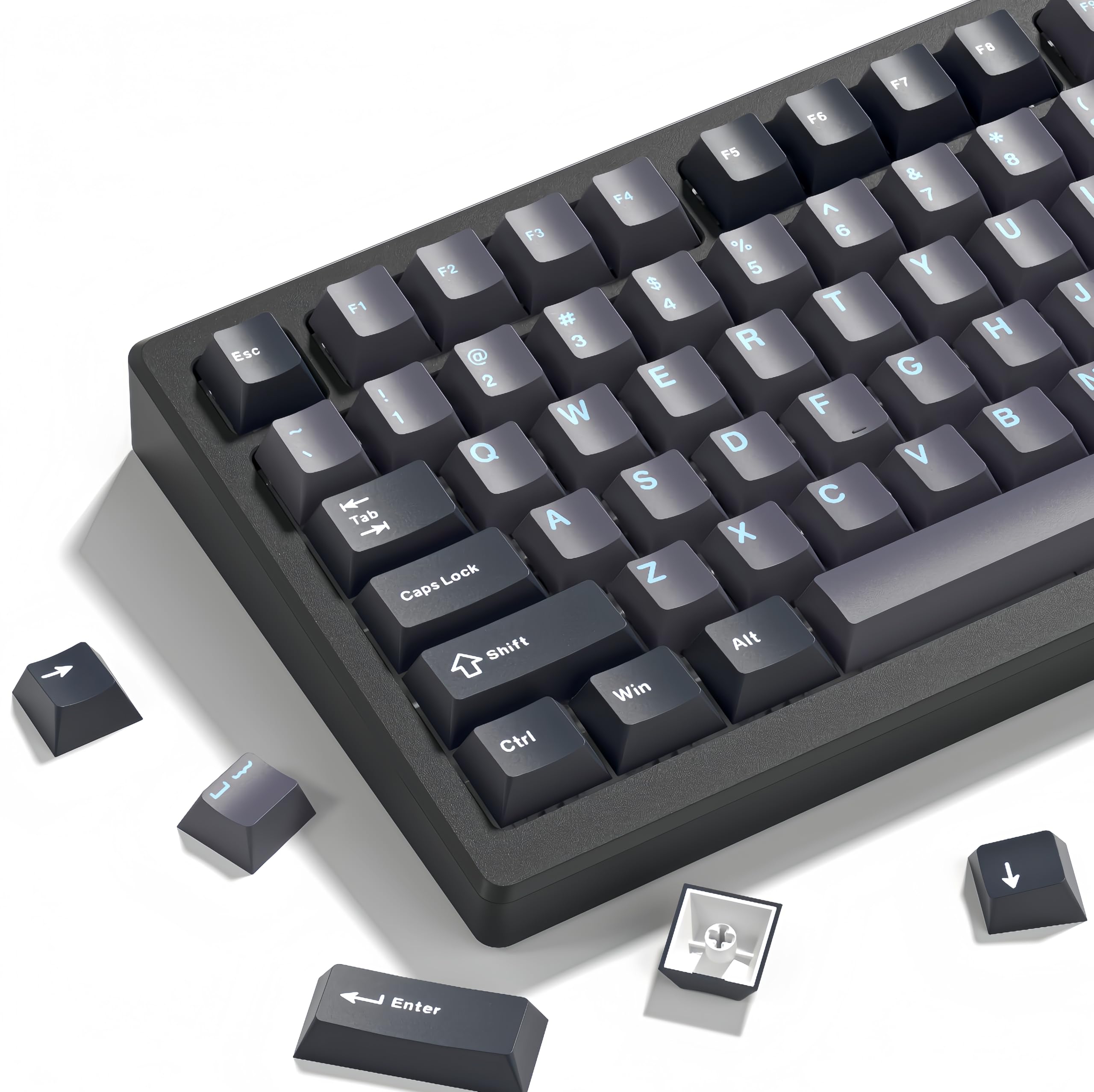 dagaladoo Womier Double Shot PBT keycaps,Apollo Custom Keyboard keycaps,Gray/Dark Blue keycaps 75 persent,ISA Profile Keycaps for MX Switches Mechanical Keyboard(189key,only keycaps)