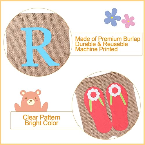 Miniatura 4 de Tatuo Cartel de Hello Summer - Guirnalda rústica de arpillera para decoración de verano, decoración colgante para puerta, mantel de chimenea,