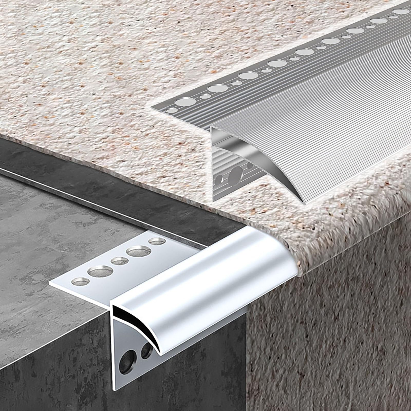 2″-Wide Exterior Aluminum Drip Edge Flashing, Roof Eaves & Window Sill Water Diverter, Cuttable Waterproof Building Molding Profile(L-155cm/61inch)