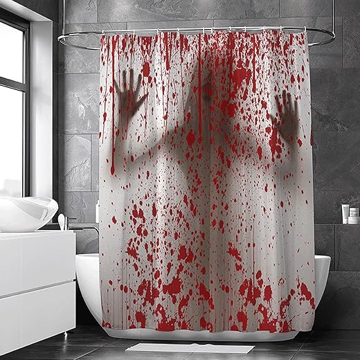 Duschvorhang 120x180 cm Figur Blut, aus Stoff Polyester Waschbar Anti Schimmel Shower Curtains, Duschvorhänge Curtains mit Haken