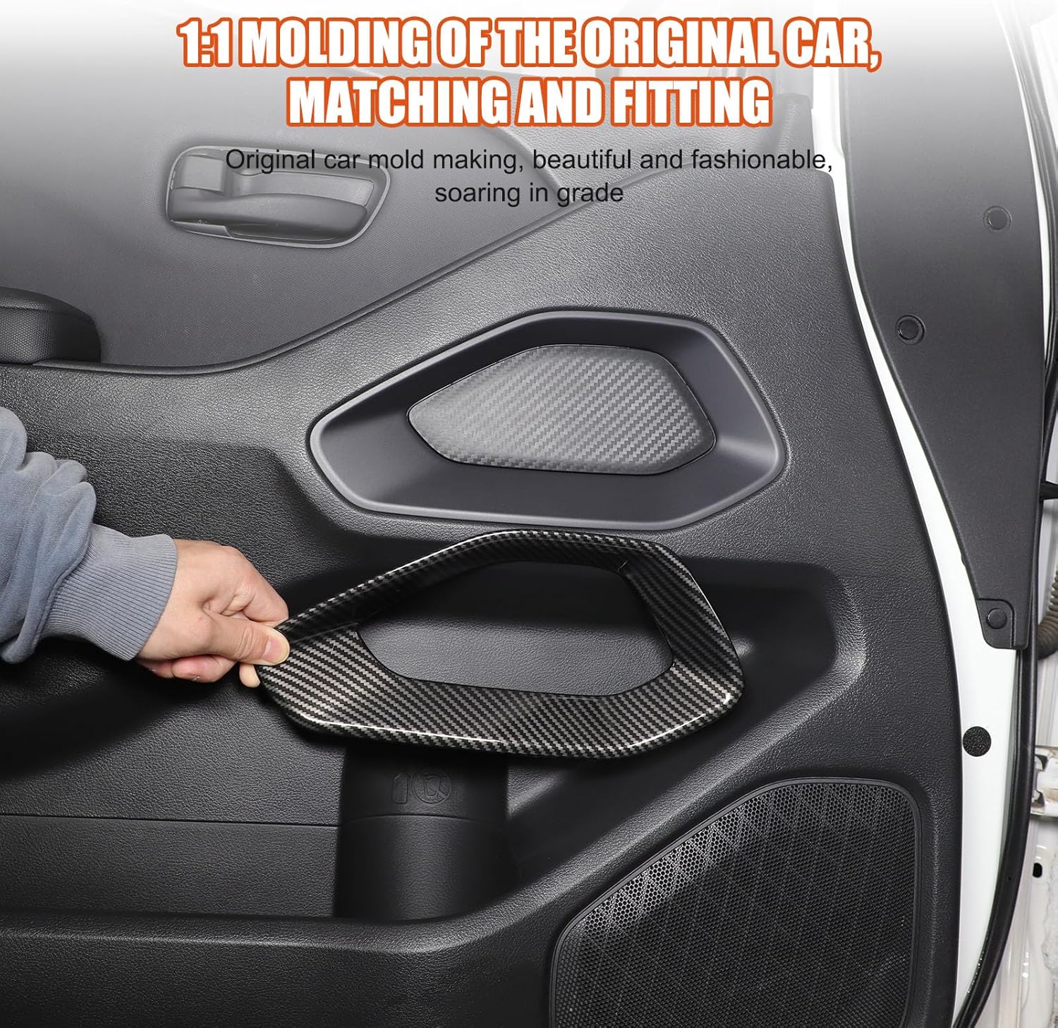 Car Inner Door Panel Frame Trim Compatible with Nisan Frontier 2022-2025,ABS Car Inner Door Panel Frame Interior Cover Trim Accessories (Carbon Fiber Pattern)