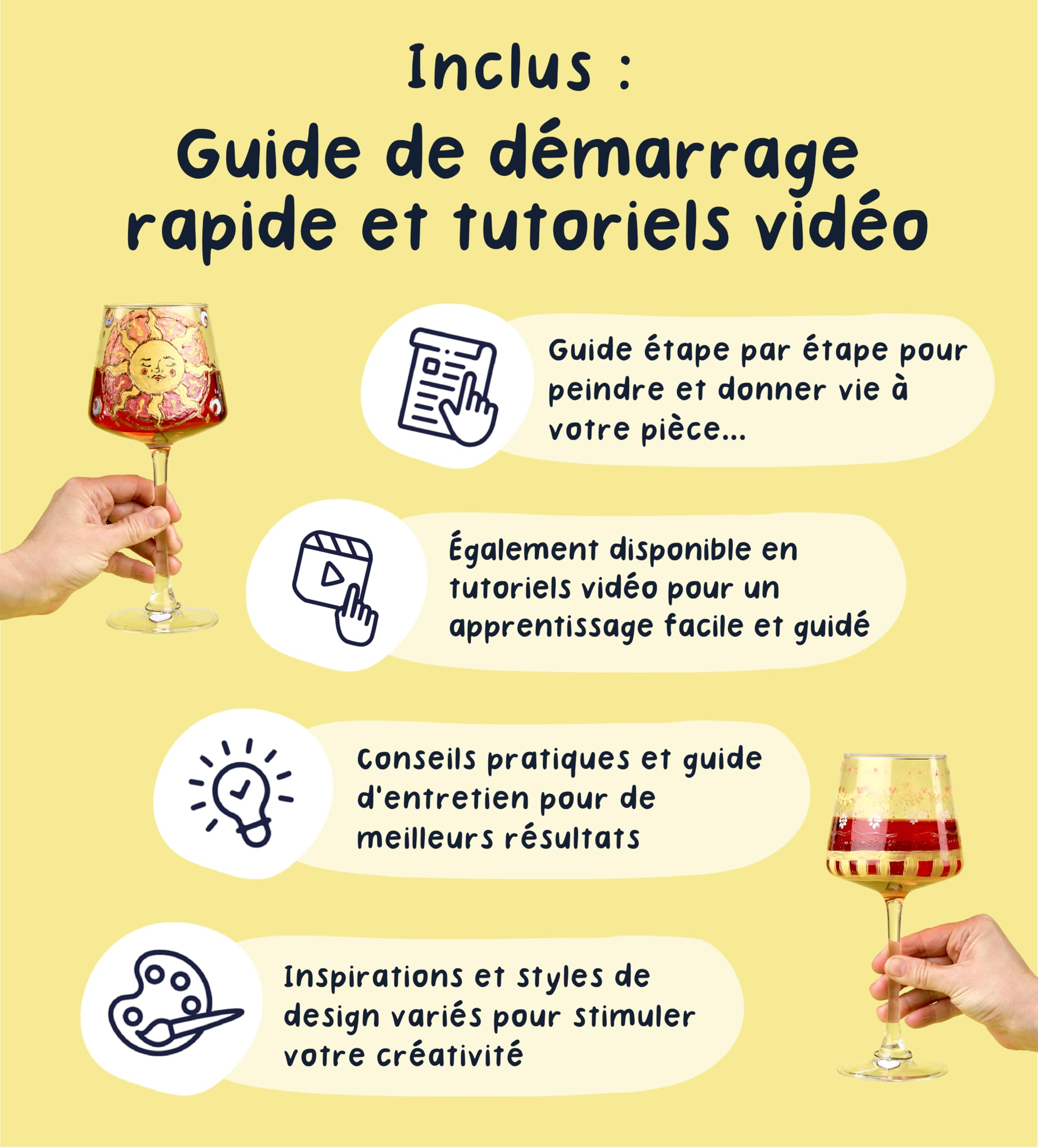Pott’d Paintables Kit de Peinture sur Verre à Vin DIY pour Adultes Avec Verres à Vin, Peintures Émaillées, Pinceaux, Stylos et Breloques, Kit Créatif pour Adultes, Idéal pour Débutants