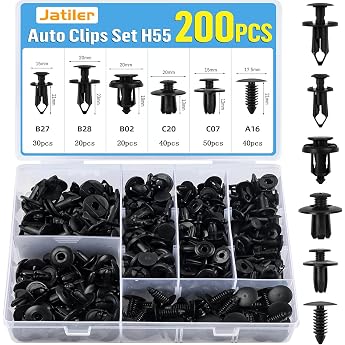 JatilEr Pack of 200 Mounting Clips Car Clips, H55 Car Clips 6 Types Expansion Rivets Nylon Plastic Rivets Body Clips, Univers