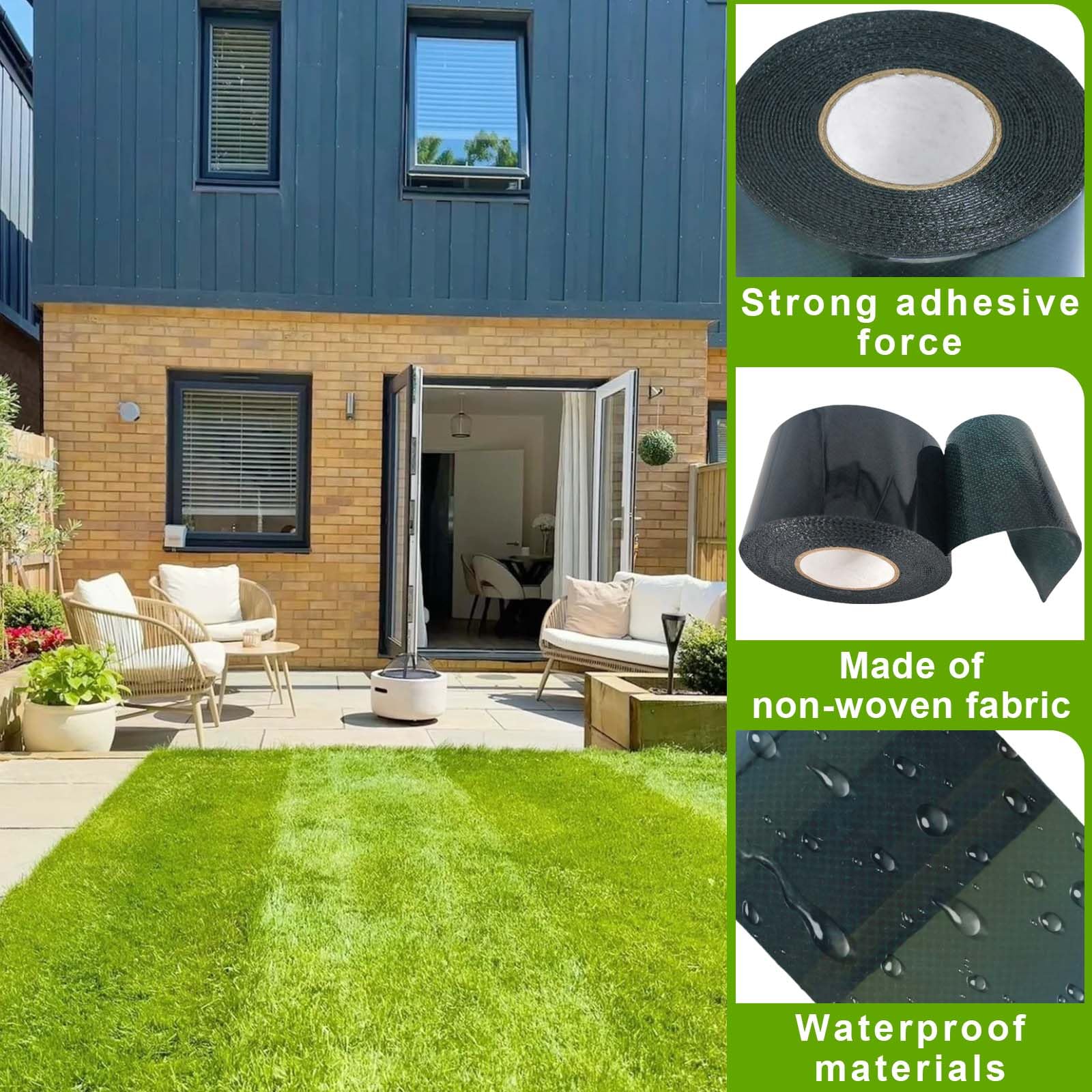 2 piezas Cinta de doble cara paracéspedartificial,5 cm*5 m,Cinta autoadhesiva paracésped,Cinta adhesiva paracéspedartificial,Cinta verde paracéspedartificial,paracéspedy hierba verde