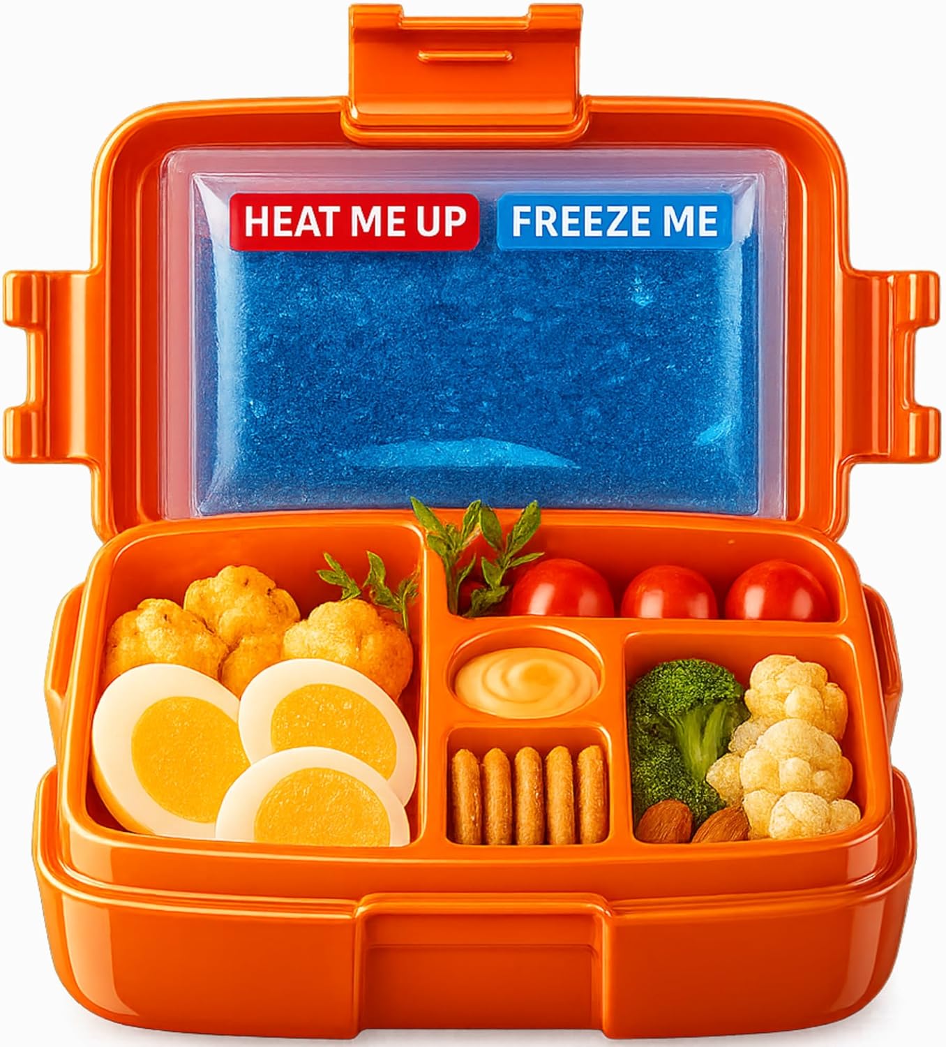 Bento Box with Hot & Ice Packs – 5 Leakproof Containers, Insulated Lunch Box for Women, Men, Kids & Toddlers – Heated Thermal Food Warmer – Reusable Snack Boxes for Daycare, School & Meal Prep Thermos Bright Orange