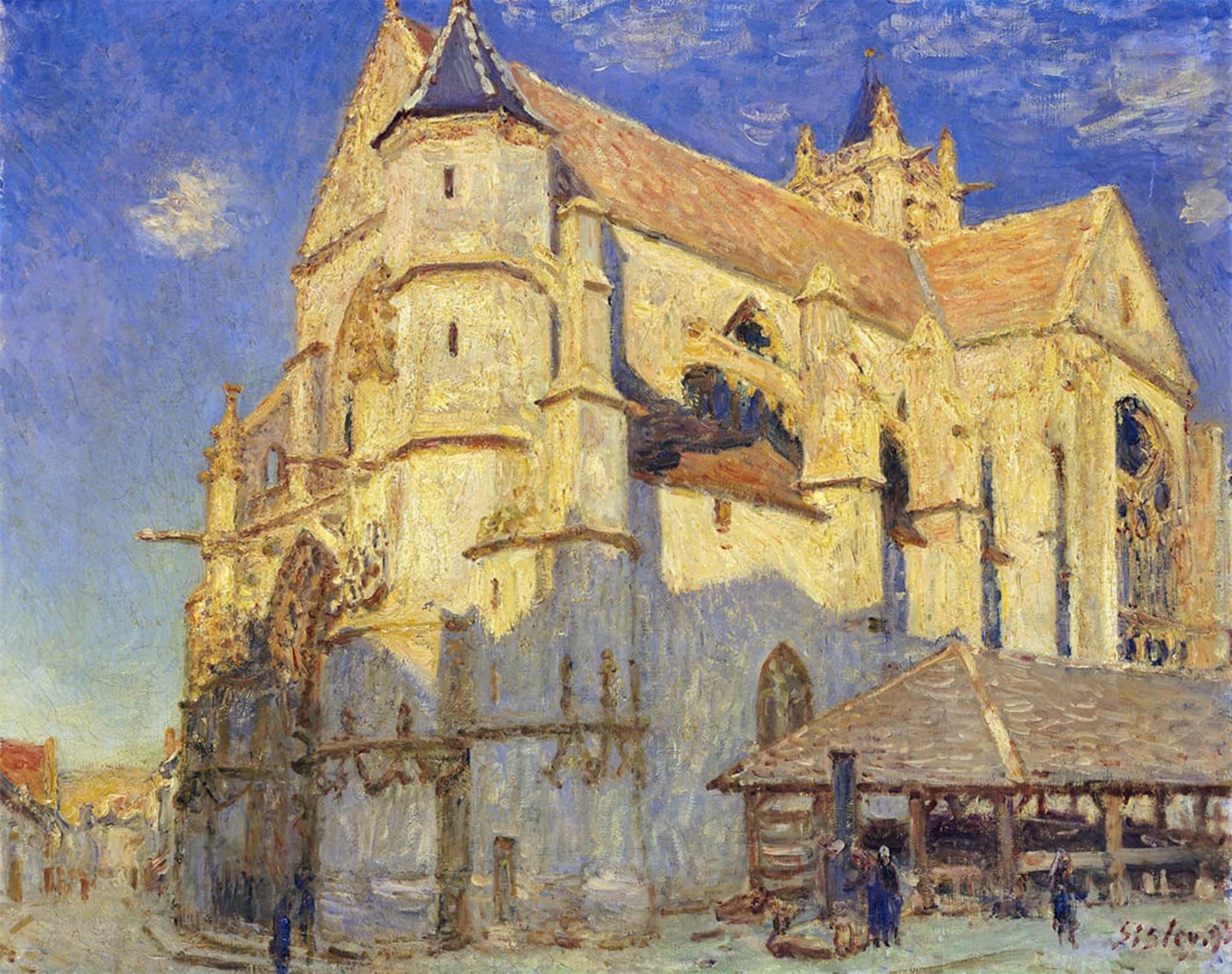 POSTERIIk Vintage Art Print Images Pictures Print the Church At Moret Frosty Weather by Alfred Sisle Modern Colour Posters for Office Home Decor 60x90cm