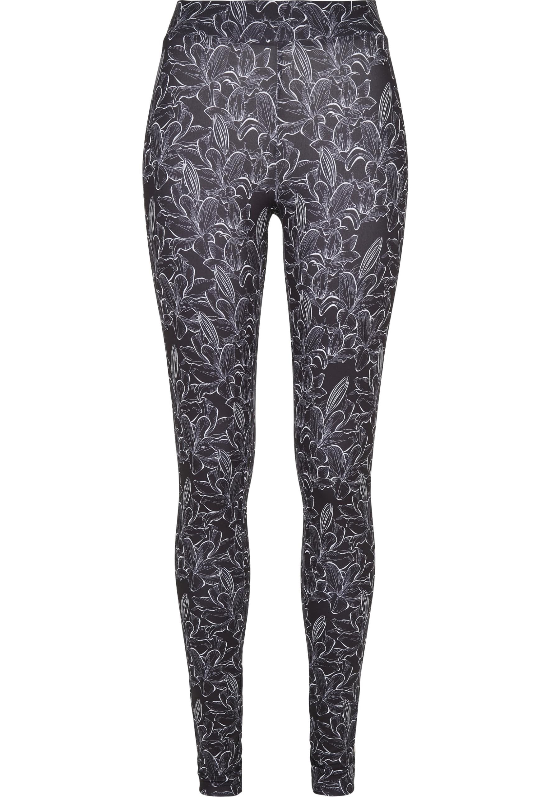 Urban Classics Women's Hibiscus Black Aop Leggings, Xs