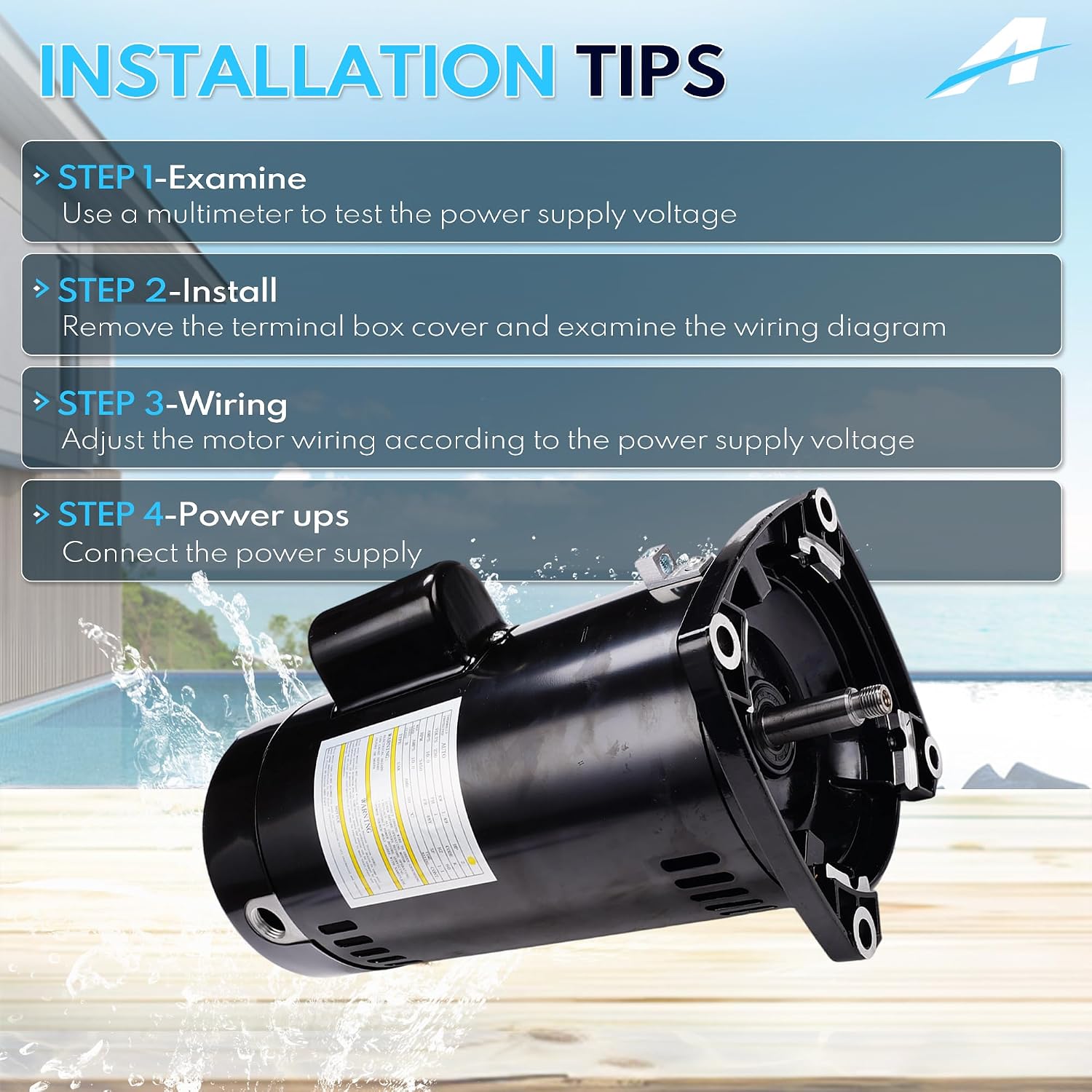 USQ1202 Pool Pump Motor Compatible with A.O. Smith for Century Pool and Spa Pump Motor,2 HP,3450 RPM,115/230V,48Y Frame