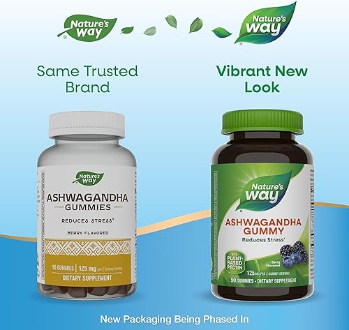 Miniatura 2 de Nature's Way Gomitas Ashwagandha, reducen el estrés con hierba adaptogénica*, 125 mg por porción de 2 gomitas, sabor a bayas, 90 gomitas (el