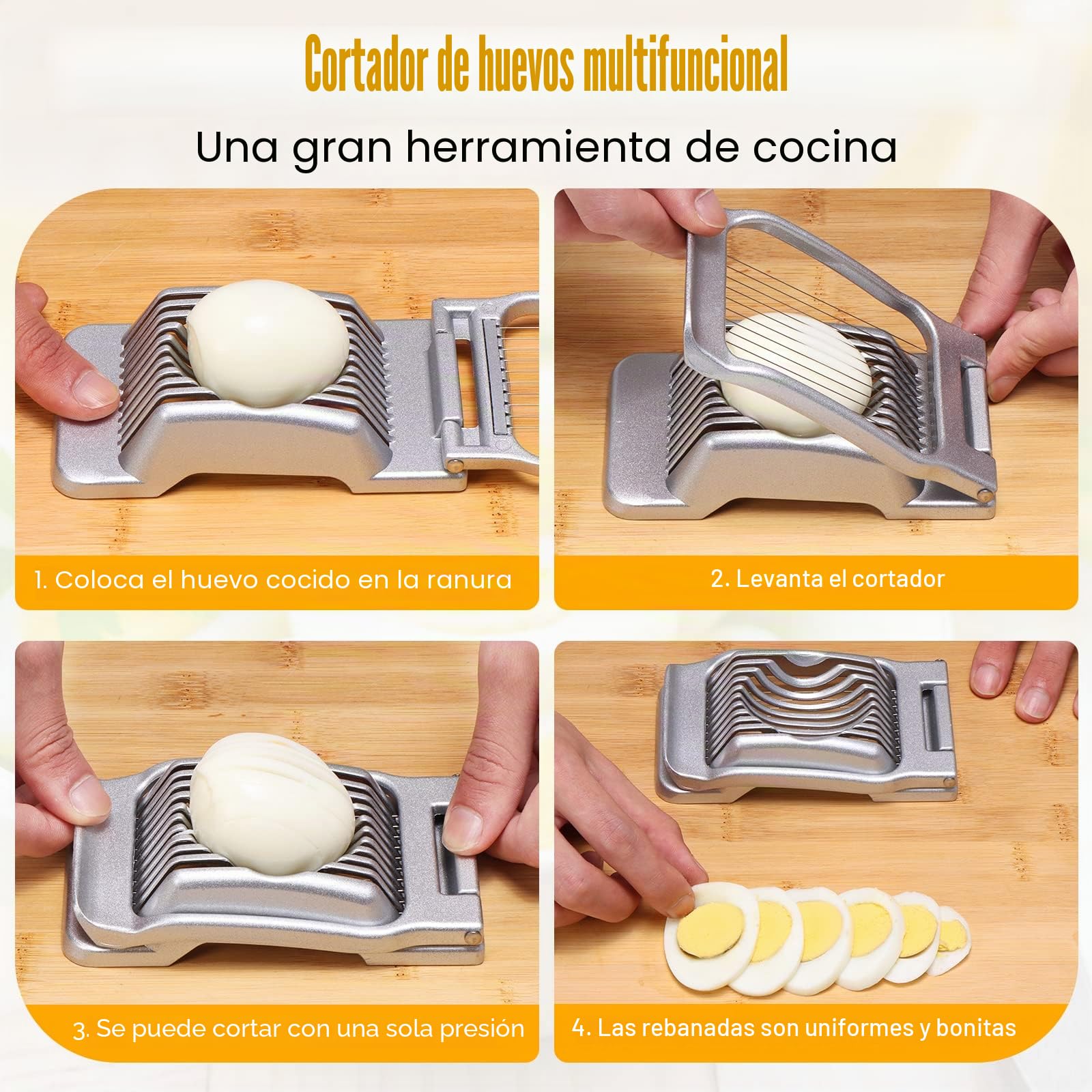 Cortador de huevos de acero inoxidable para huevos duros