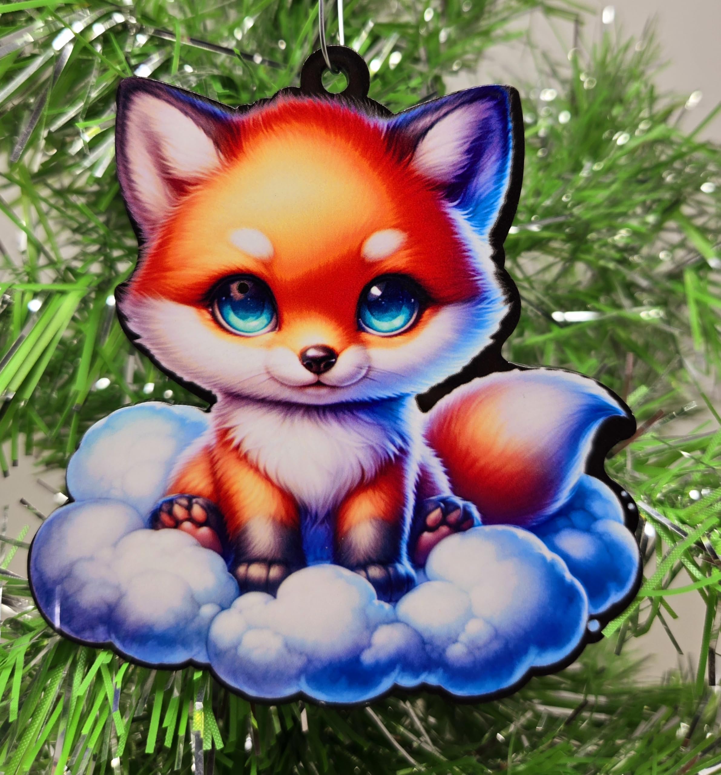 Décoration de Noël renard incassable pour sapin sans plastique