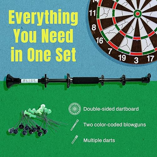 Miniatura 3 de Black Rhino blowguns Dart Board Game Includes a Double Sided Dart Board and 2 Blowguns with Darts