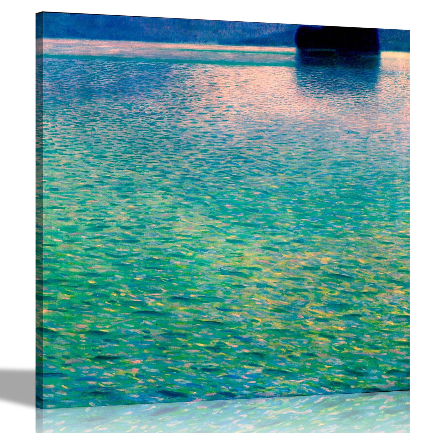 Artley Prints Blue Island In The Attersee By Gustav Klimt Canvas Pictures Framed Prints Wall Art Livingroom Bedroom Office Artwork 51 X 51Cm (20 X 20 Inches)