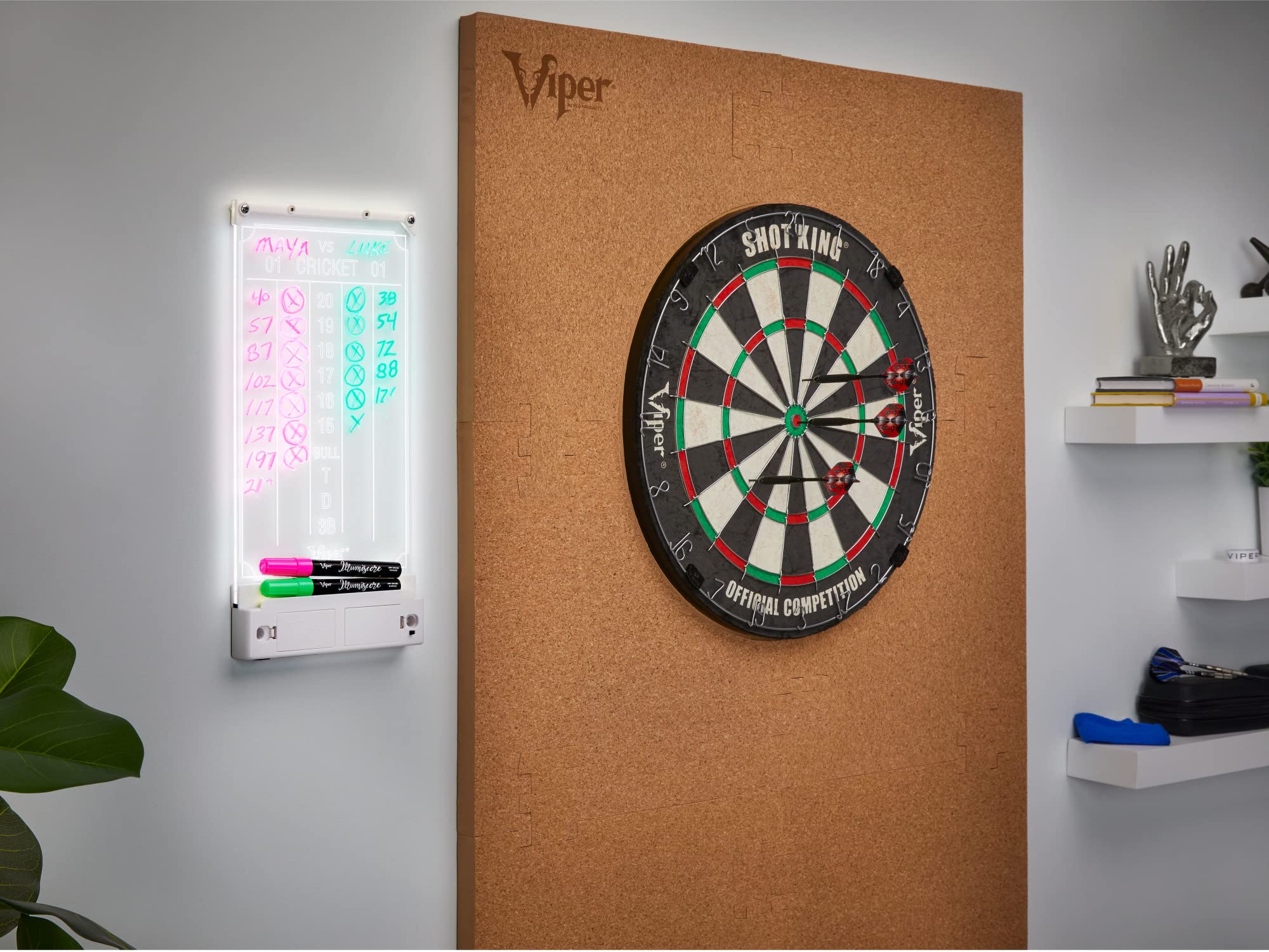 Tableau De Fléchettes Illuminé Viper Illumiscore – Écran Lumineux, Crayons Grasse Inclus