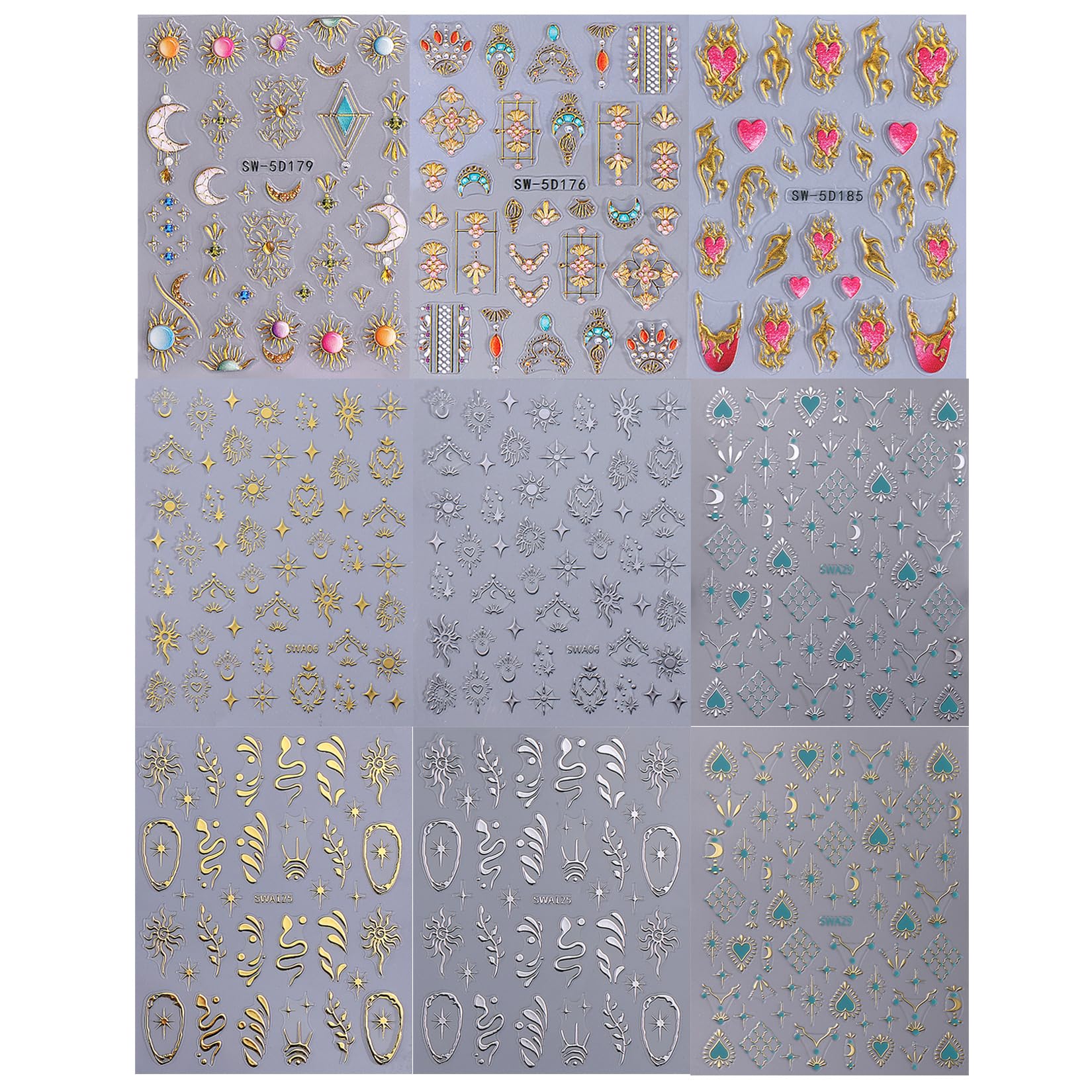 Sun Nail Stickers - Bohemian Nail Art Decals -8