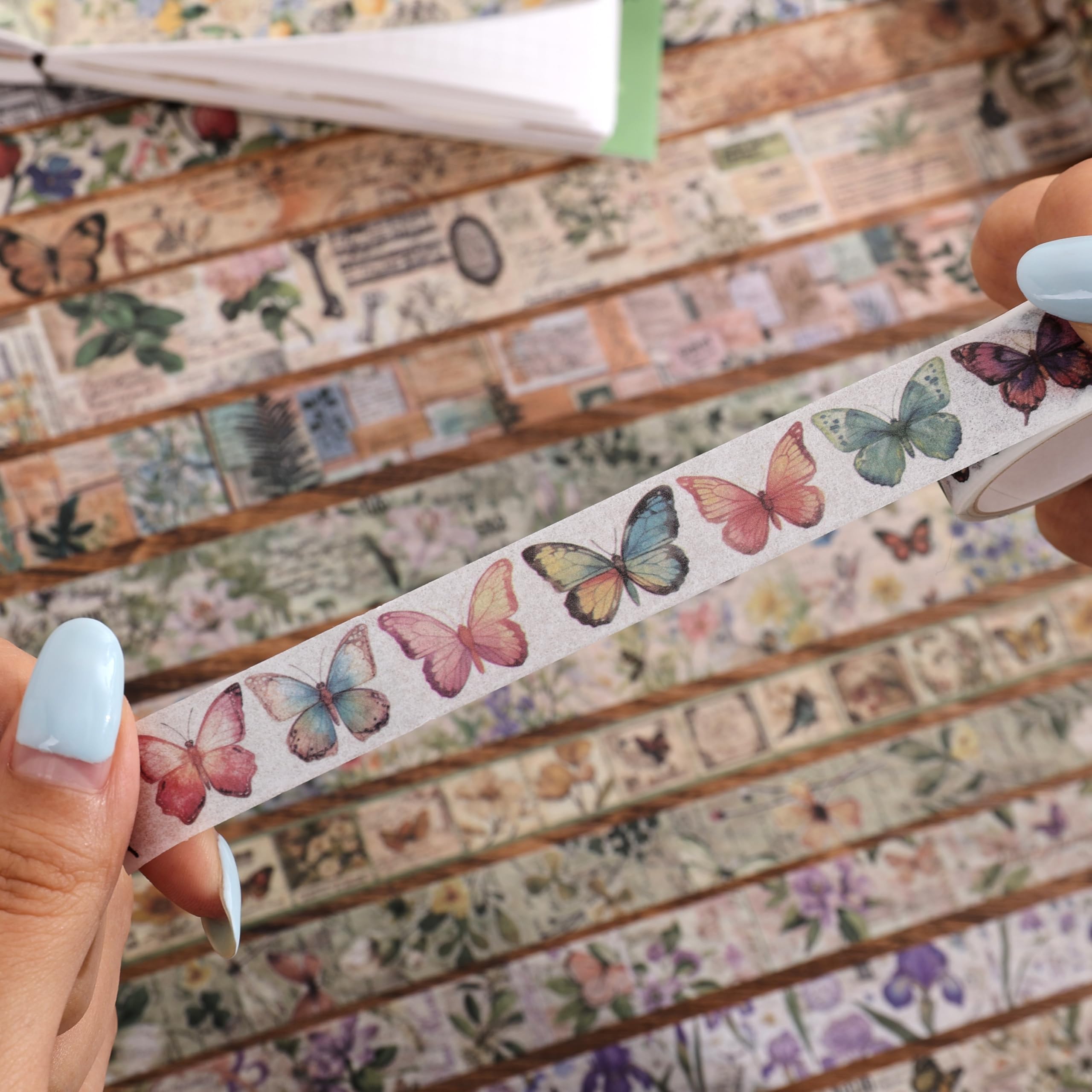 Vintage Washi Tape Set - Butterflies & Flowers -8