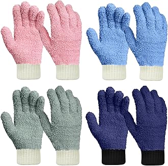 MIG4U Microfiber Dusting Gloves Washable Reusable Cleaning Mittens Gloves Kitchen House Cleaning Car Blinds Multicolor 4 Pairs L/XL