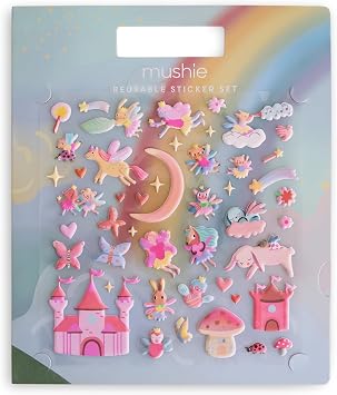 mushie Reusable Sticker Book Set Fairies | 100+ Removable Puffy Stickers | Arts & Crafts Activity for Kids | Ages 3+