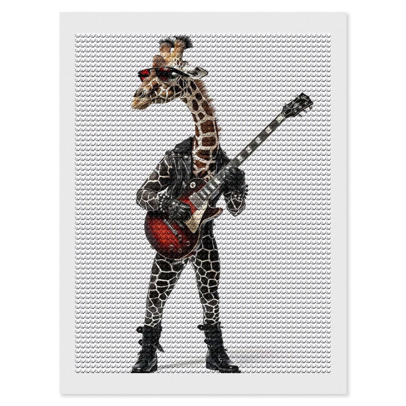 Junmoney Giraffe Guitar Diamond Painting Canvas Kit 12"x16", Relaxing DIY, Modern Decor, Aesthetic Room Decor, Home Wall Art, Wall Art Gift