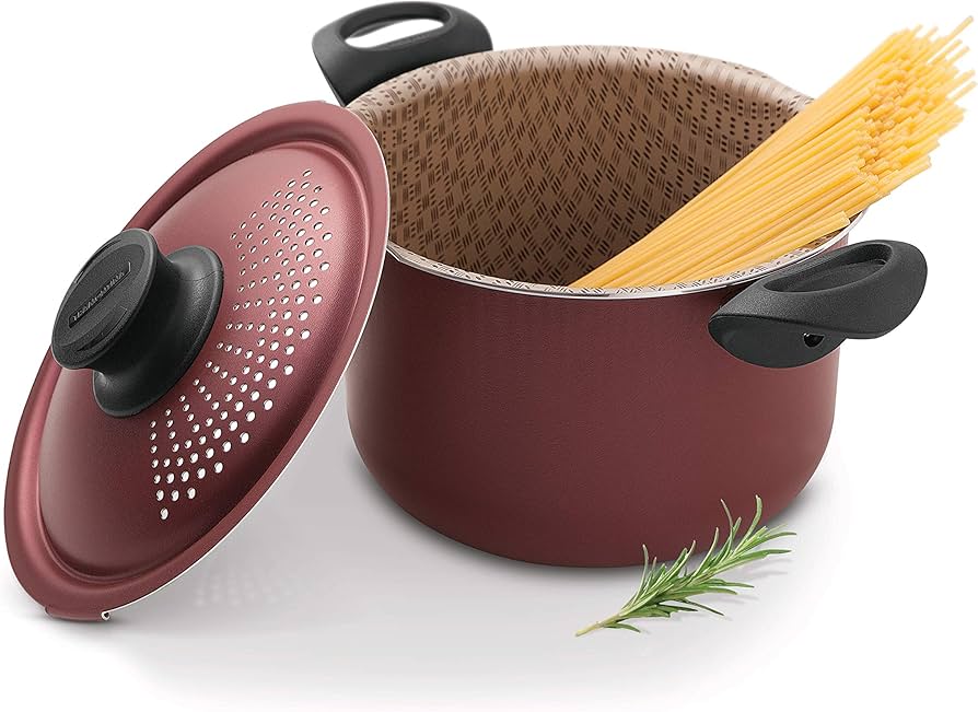 Espagueteira de Alumínio com Revestimento Interno de Antiaderente  Tramontina Vermelho 24Cm, ESPAGUETEIRA PARIS | Amazon.com.br