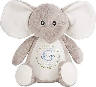 Personalised Christening Gift, Custom Baptism Gift, Elephant Teddy Bear Soft Toy Plush, Christening Gift For Boys, Baby Keepsake, Christening Present, Baptism Present
