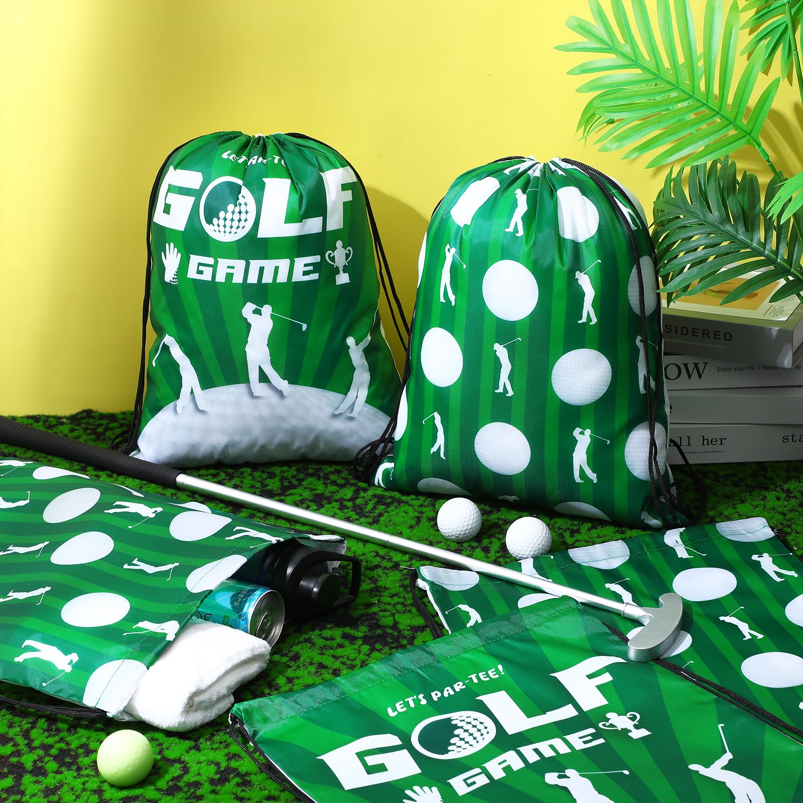 Eccliy 24 Pcs Golf Drawstring Bag Sports Gym Drawstring Golf Goodie Favor Gift Sack Bags for Adults