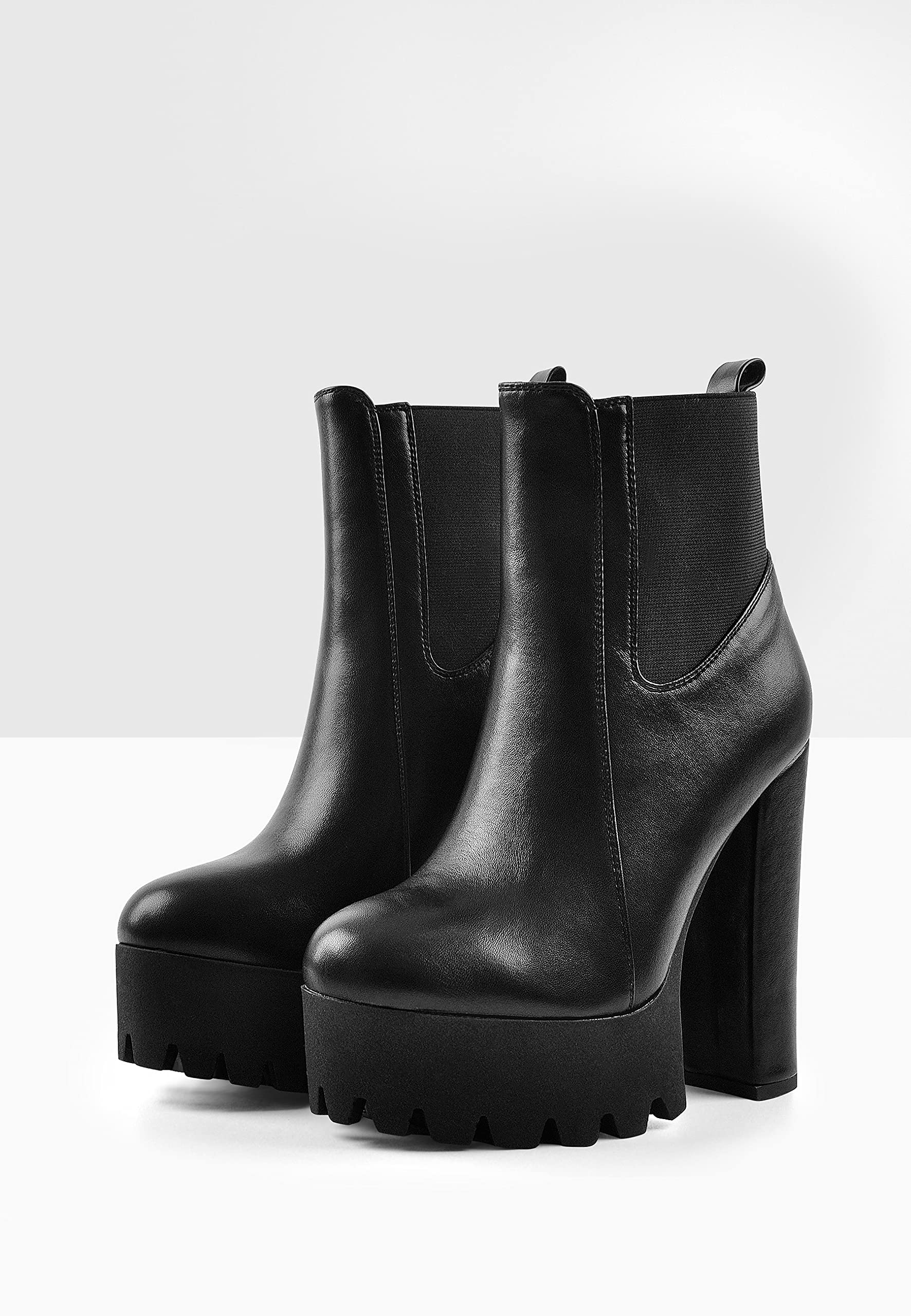 Only maker Bequeme Elastische Plateaustiefel Booties Plateau Stiefeletten mit Profilsohle
