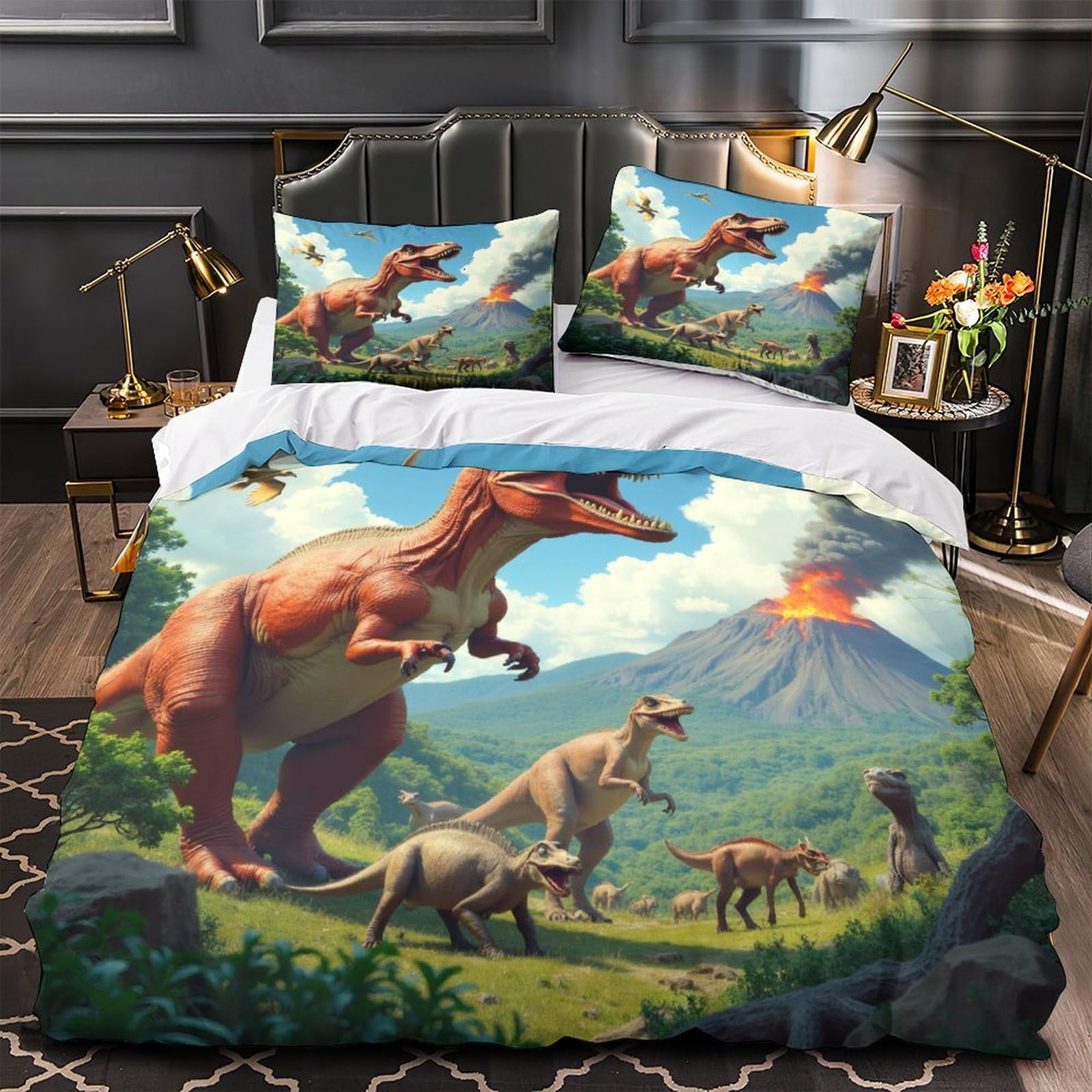 Linge de lit dinosaure 3D pour une chambre d'enfant cosy