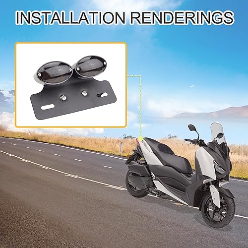 Miniatura 6 de GOOFIT Cromo motocicleta doble ojo de gato bombilla indicador de freno trasero luz trasera con señales de giro integradas reemplazo gris lámpara de
