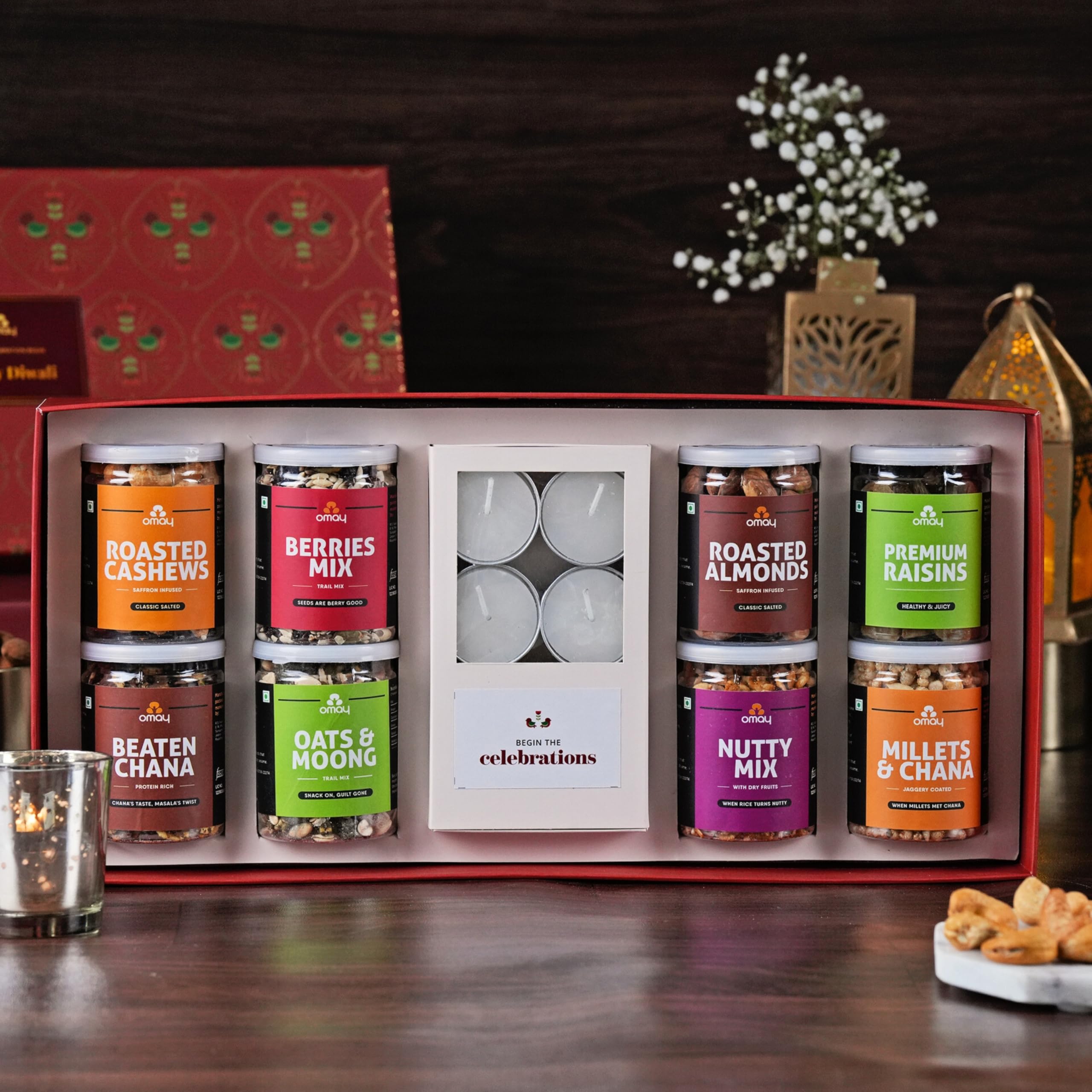 Omay Foods 13 Pcs_Splendid Delights Diwali Gift Box I Diwali Gift Hamper I Diwali Gifts I Premium Dry-fruits I Diwali Candles, Diya I Corporate Diwali Hamper I Diwali Dry Fruit Gift Pack I Premium Diwali Gift Box I Festive Hamper (B0C3ZWSVW5) Amazon Price History, Amazon Price Tracker