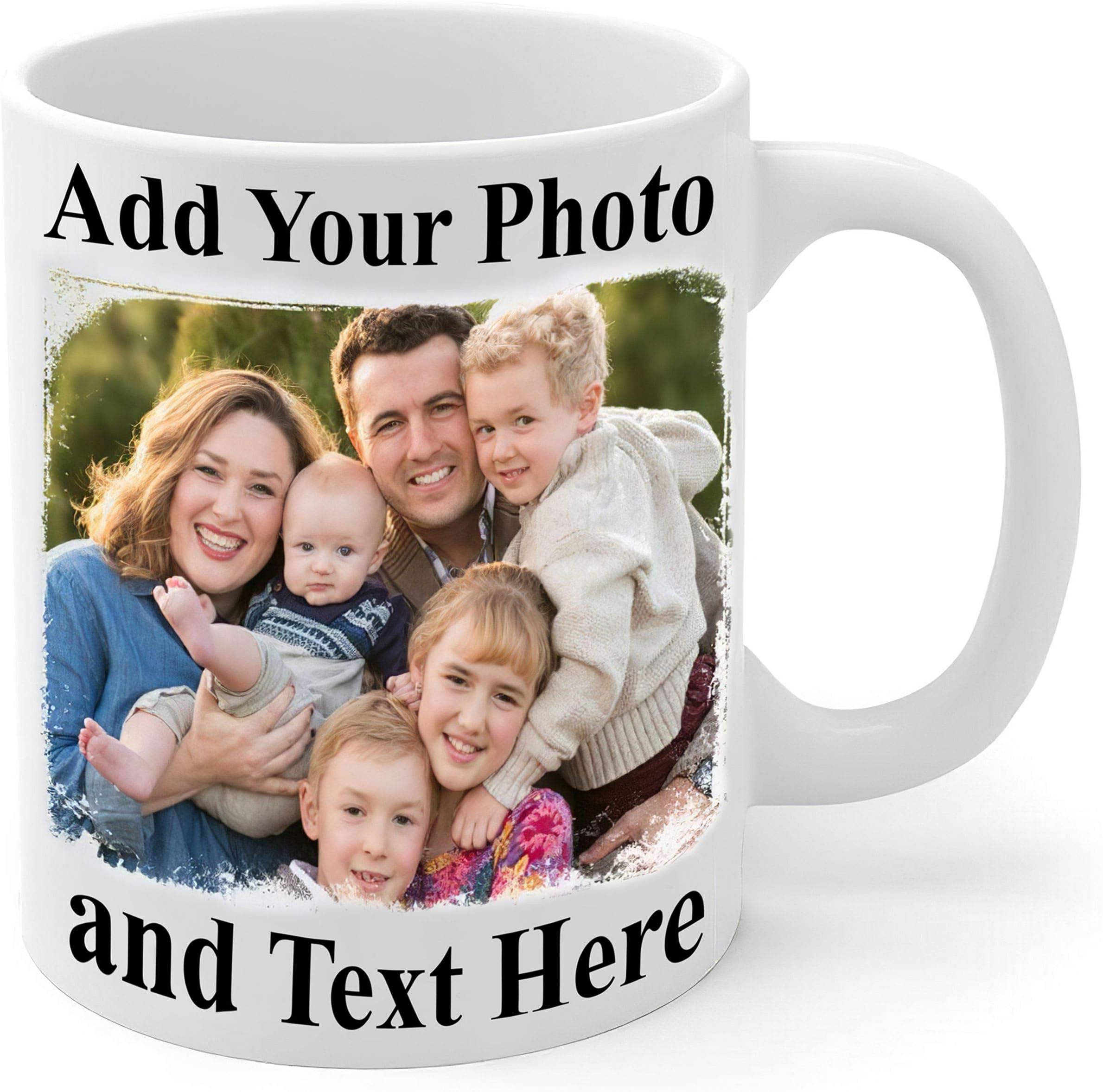 Customized Ceramic Coffee Mugs with Personalized Text and Photo Image Upload Novelty Gift, Personalized White Ceramic 11 Oz Gift For Him, For Boys, For Girls, For Husband, For Wife (White 11 oz)