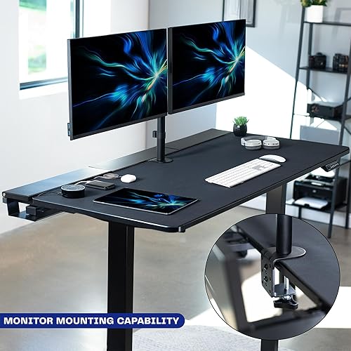 Miniatura 7 de VIVO Mesa universal de 60 x 30 pulgadas con bandejas de cables ocultas integradas para escritorios estándar y sentados a pie de altura ajustable