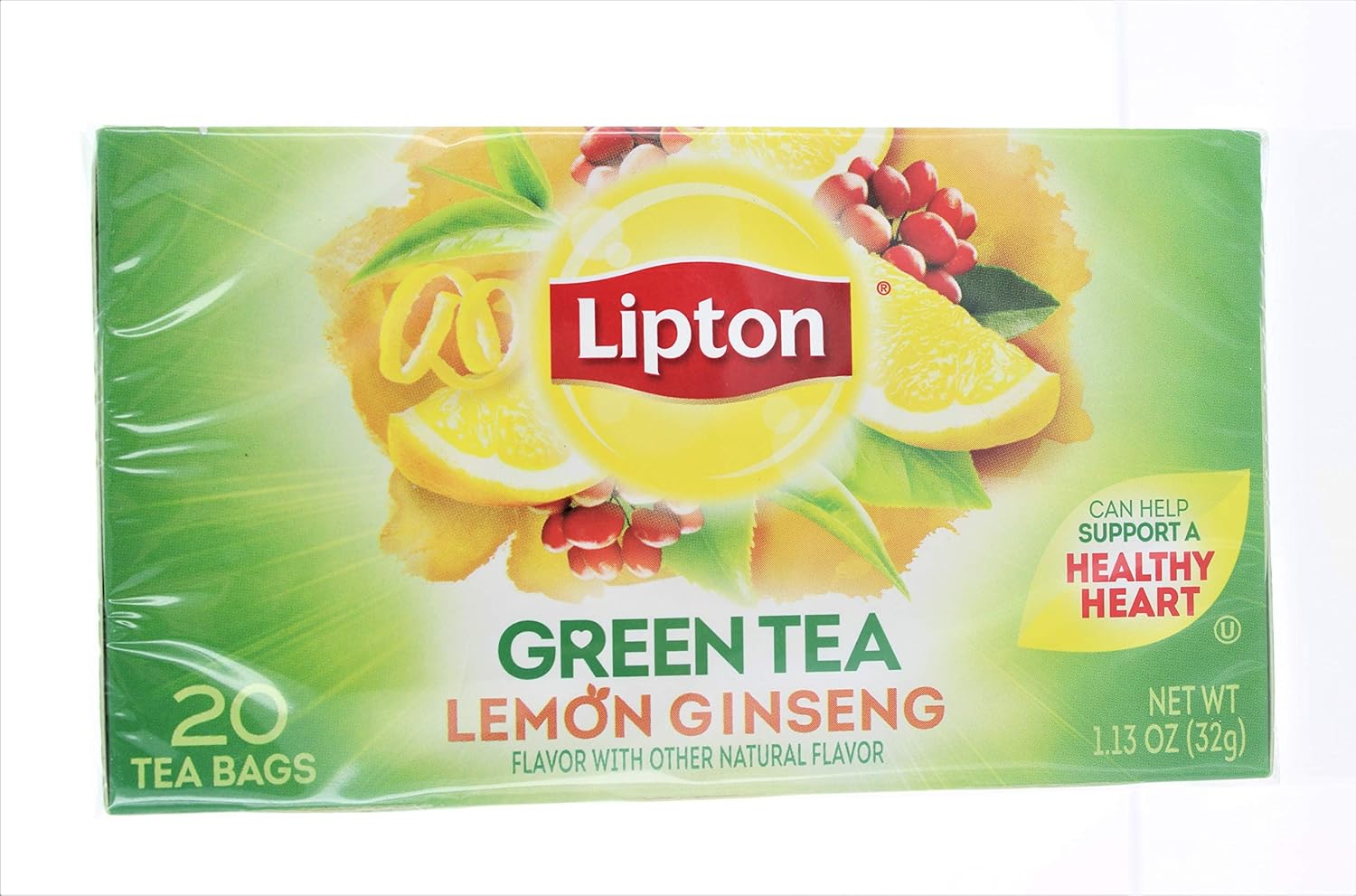 Lipton Lemon Ginseng Green Tea (20Ct) (Pack of 3) Grocery & Gourmet Food