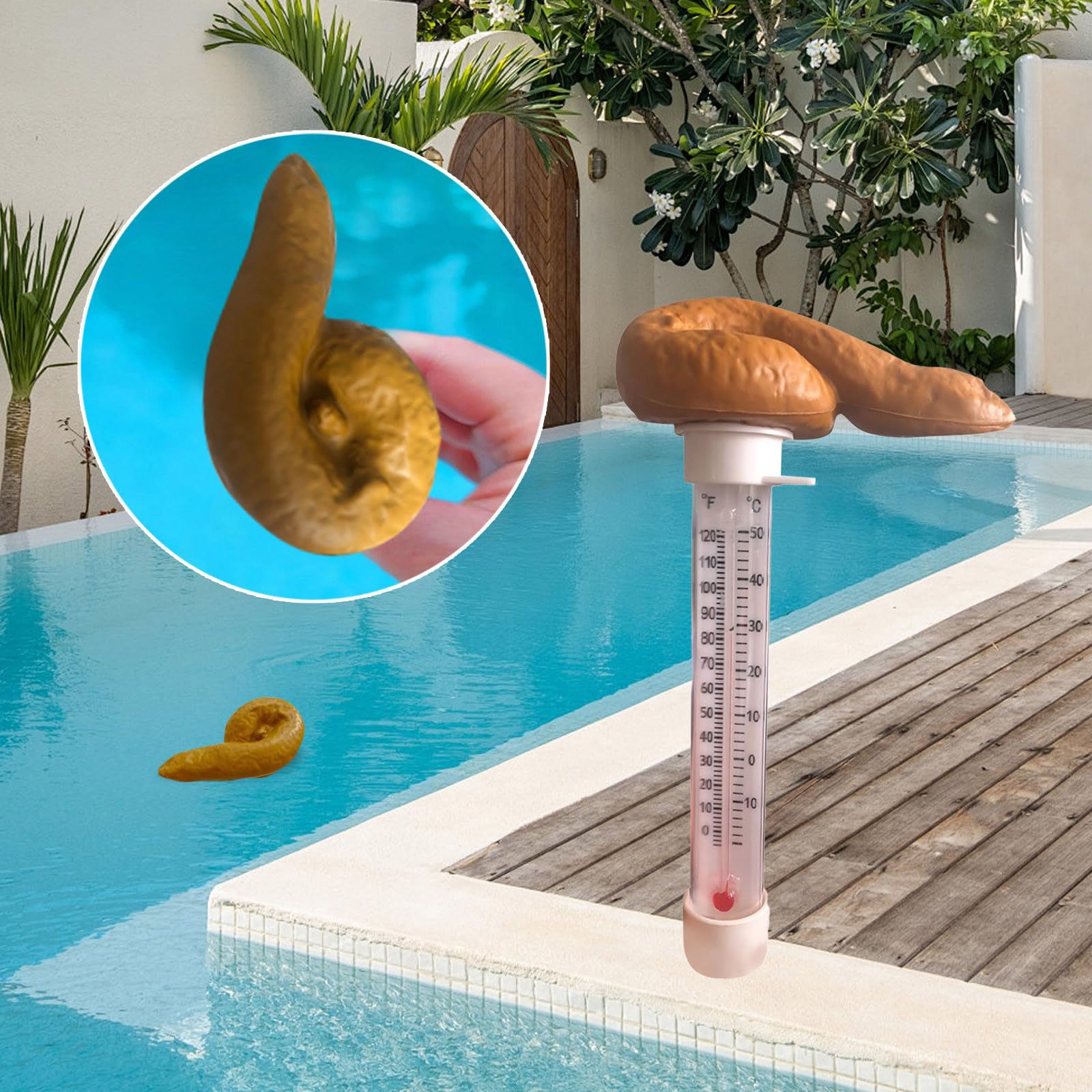 Floating Poop Shape Swimming Pool Thermometer, Funny Prank Water Thermometers for Easy Read Temperature, Durable Thermometer for Spa Hot Tubs Aquariums Pools (2pcs)