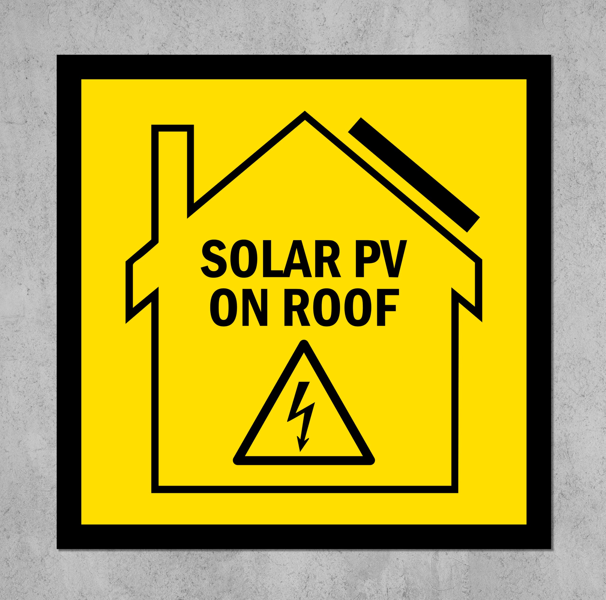 Solar PV On Roof, Warning Sign - Self Adhesive Sticker (100mm x 100mm)