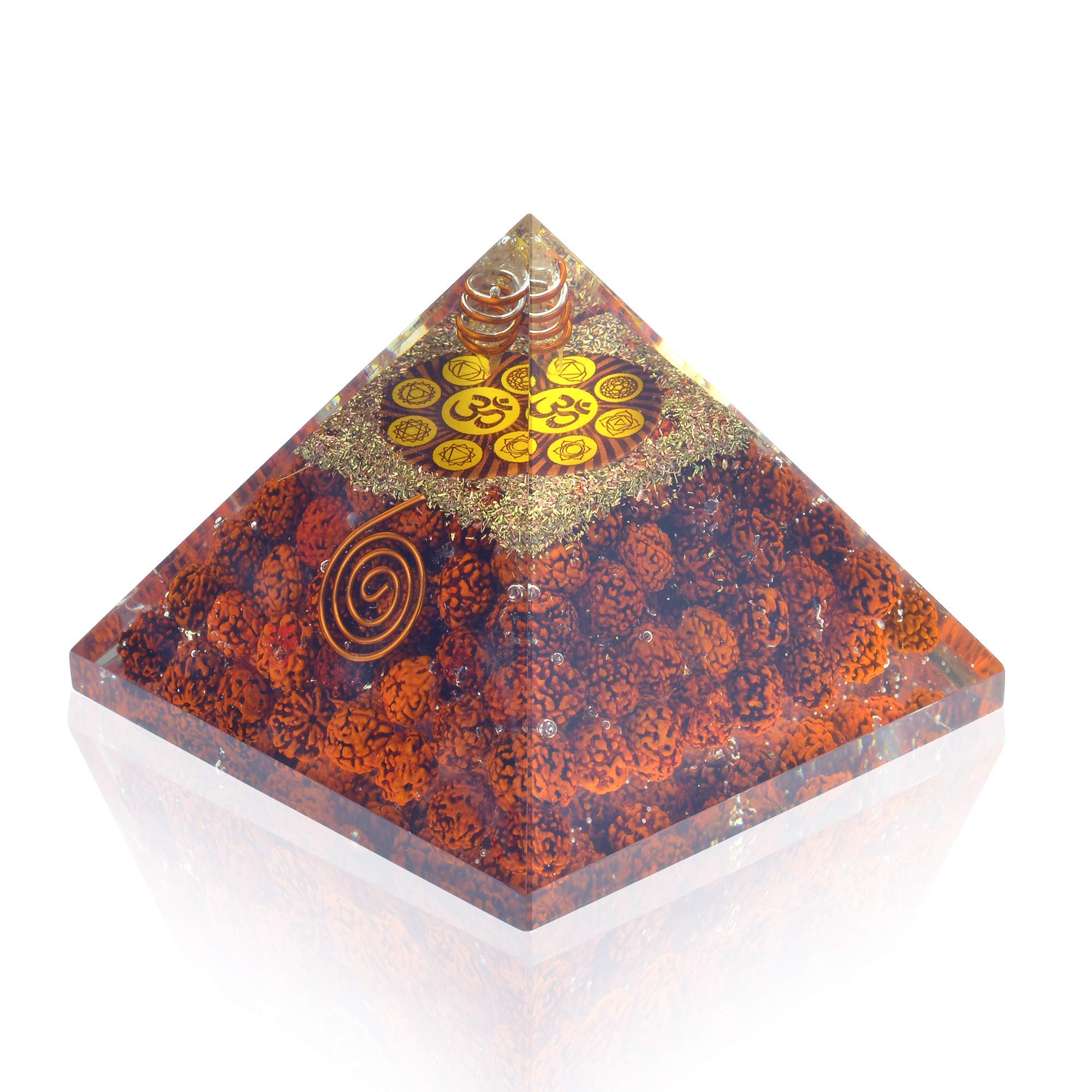 Orgone Pyramid Energy Generator Panchmukhi Rudraksha Beads Crystal Pyramid for E-Energy Protection – Healing Crystal Orgonite Pyramids for Detoxification Meditation Healing Chakra