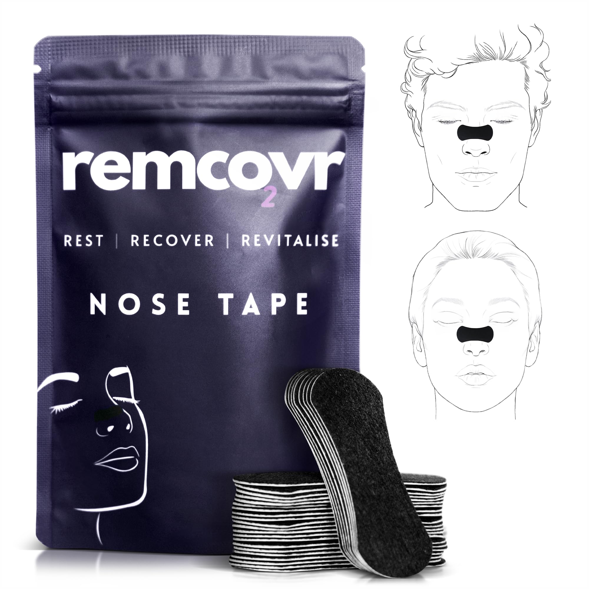 Buy Remcovr Nasal Strips for Breathing 30 Nose Breathing Strips for Enhanced Oxygen Intake