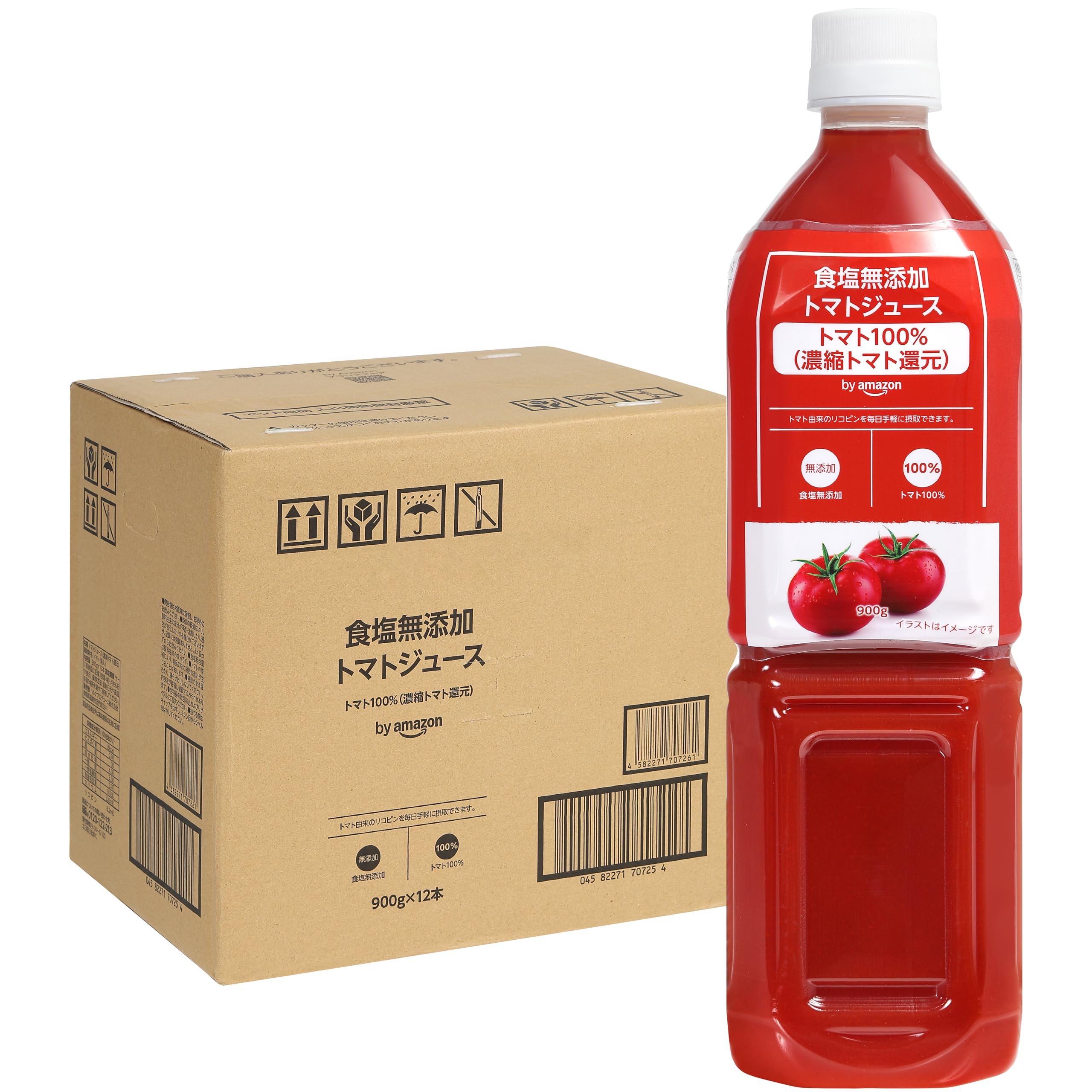 Amazon.co.jp: by Amazon トマトジュース 900g x 12本 食塩無添加