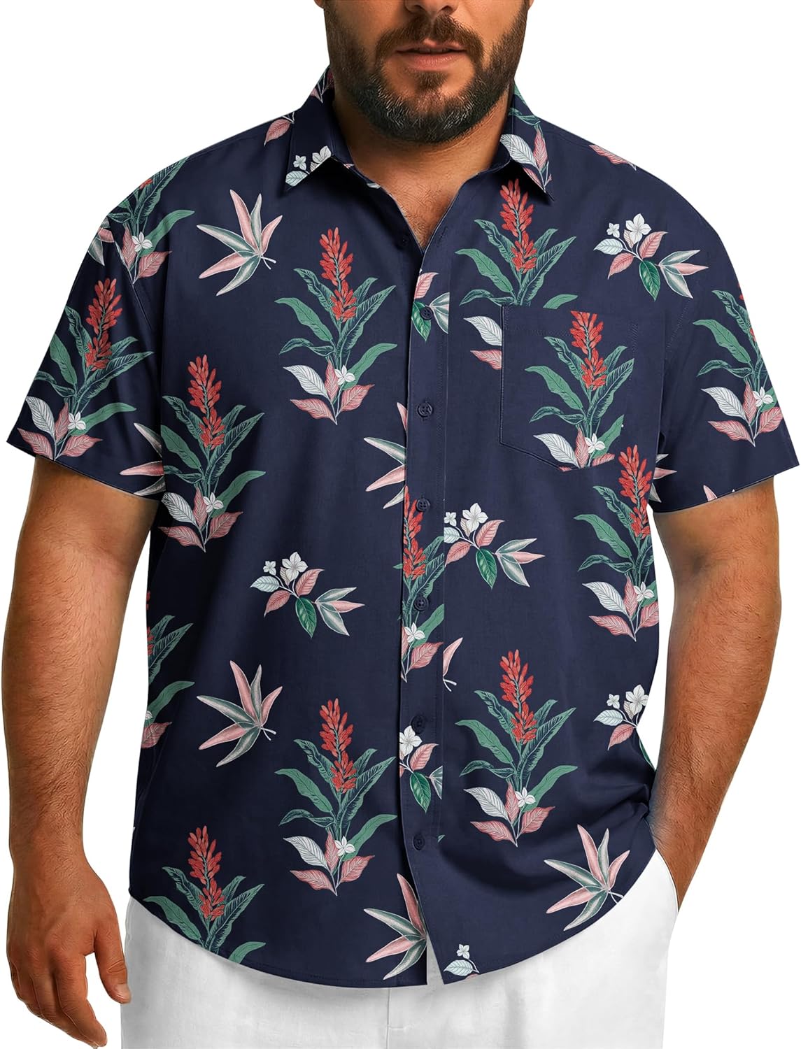 COOFANDY Big and Tall Men's Hawaiian Shirts Short Sleeve Tropical Floral Button Down Shirt Casual Summer Beach Shirts